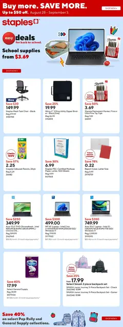Preview of leaflet Staples weekly flyer / circulaire from shop Staples is valid from Aug 28, 2026