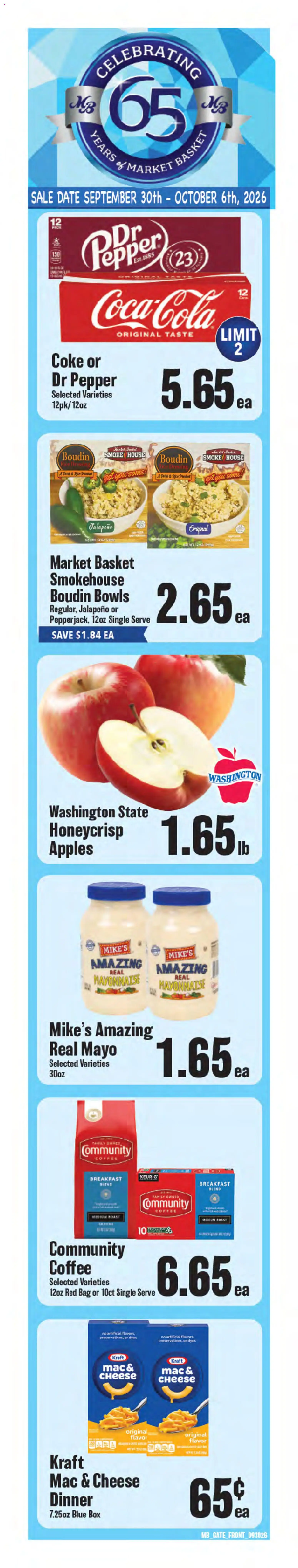 Ad Preview of Market Basket Market Basket Weekly Ad from 09/30/2026 - Coffee, Apples, Box, Date, Cheese, Bag, Basket, Mayonnaise
