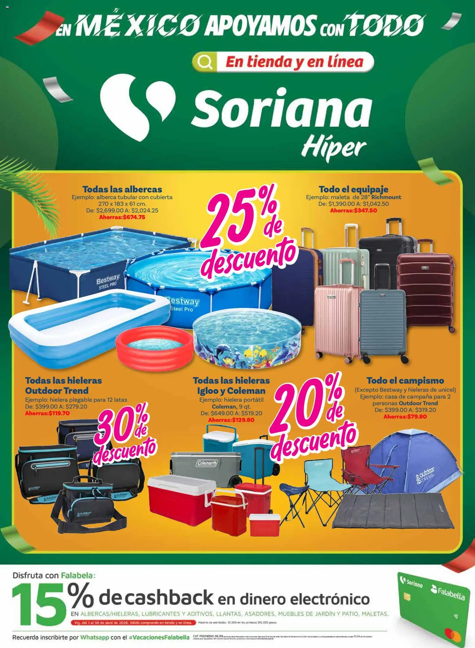 Vista previa las ofertas de la tienda Soriana - Soriana En México apoyamos con todo Híper desde el 07/04/2026 - Alberca, Hielera, Maleta, Campana, Muebles de jardín