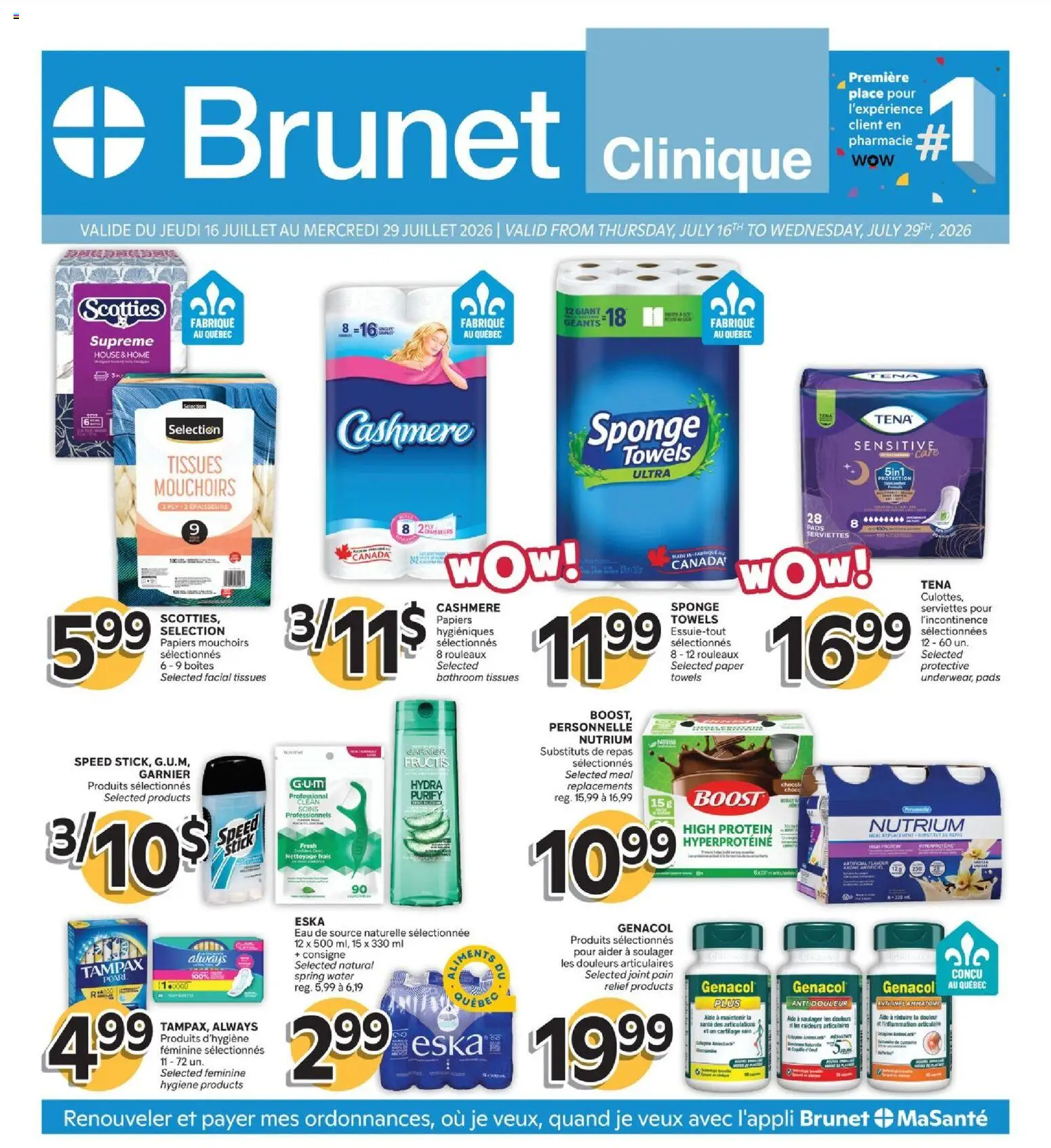 Preview of leaflet Brunet flyer - Clinique from shop Brunet is valid from Jul 16, 2026 - Water, Protein, Spring water, Towels, Sponge, Tissues