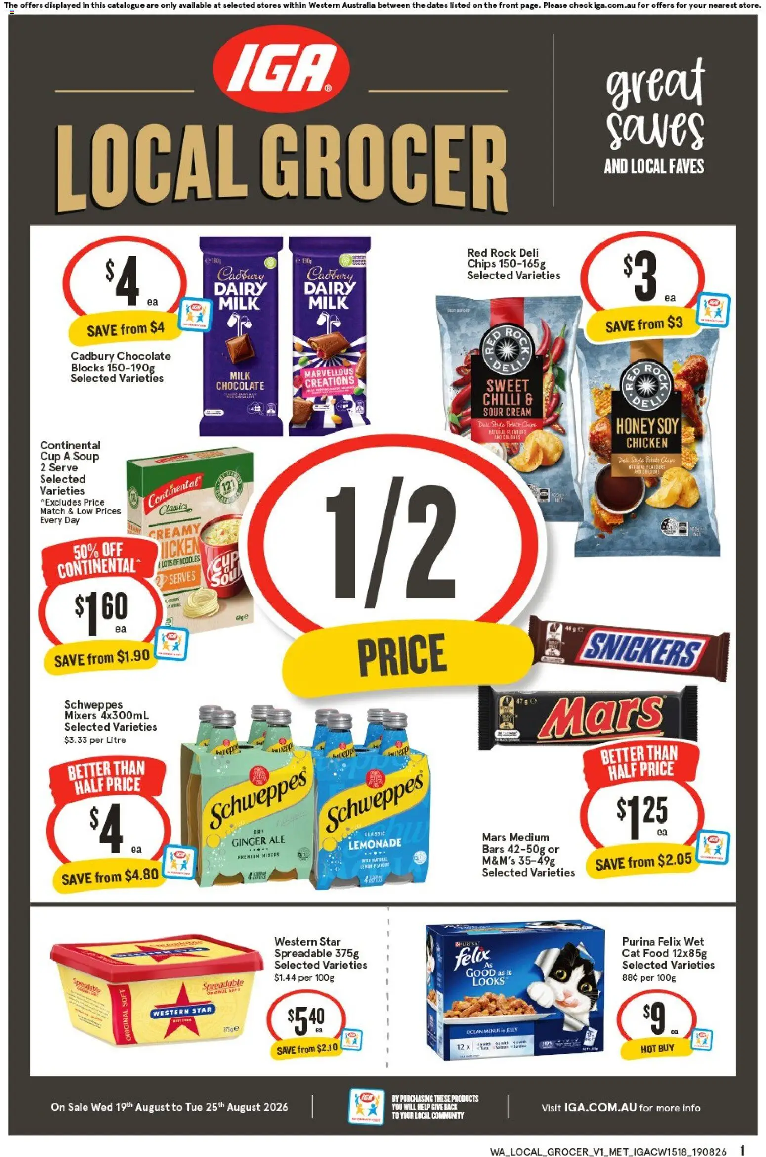 Preview of catalogue IGA Local Grocer WA from shop IGA valid 19/08/2026 - Milk, Dairy, Chocolate, Ginger, Chicken, Chips, Chilli, Lemonade
