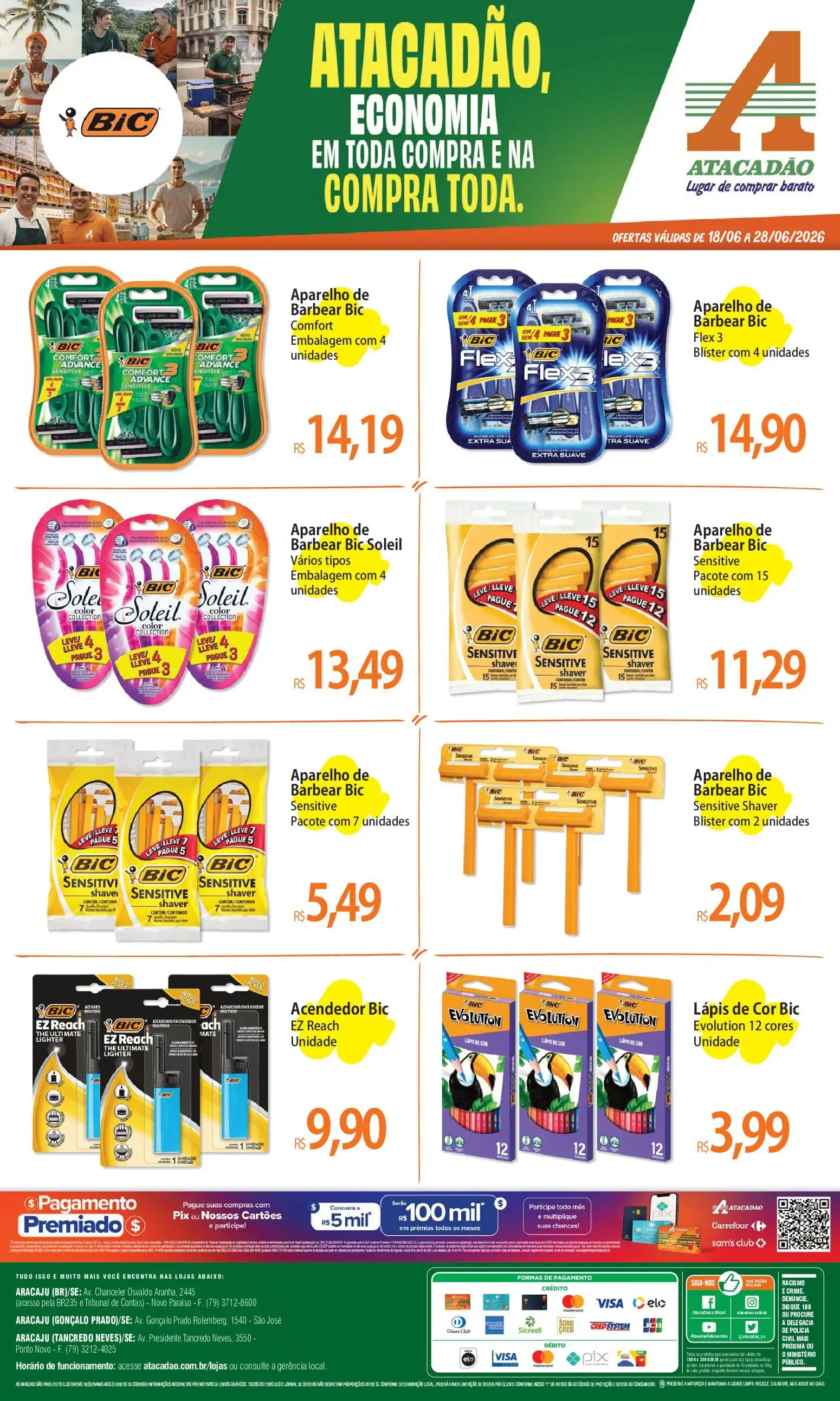 Pré-Visualização do folheto "Atacadão ofertas - SE" da loja Atacadão válido a partir de 18/06/2026 - Lápis de cor, Chá, Lápis, Aparelho de barbear
