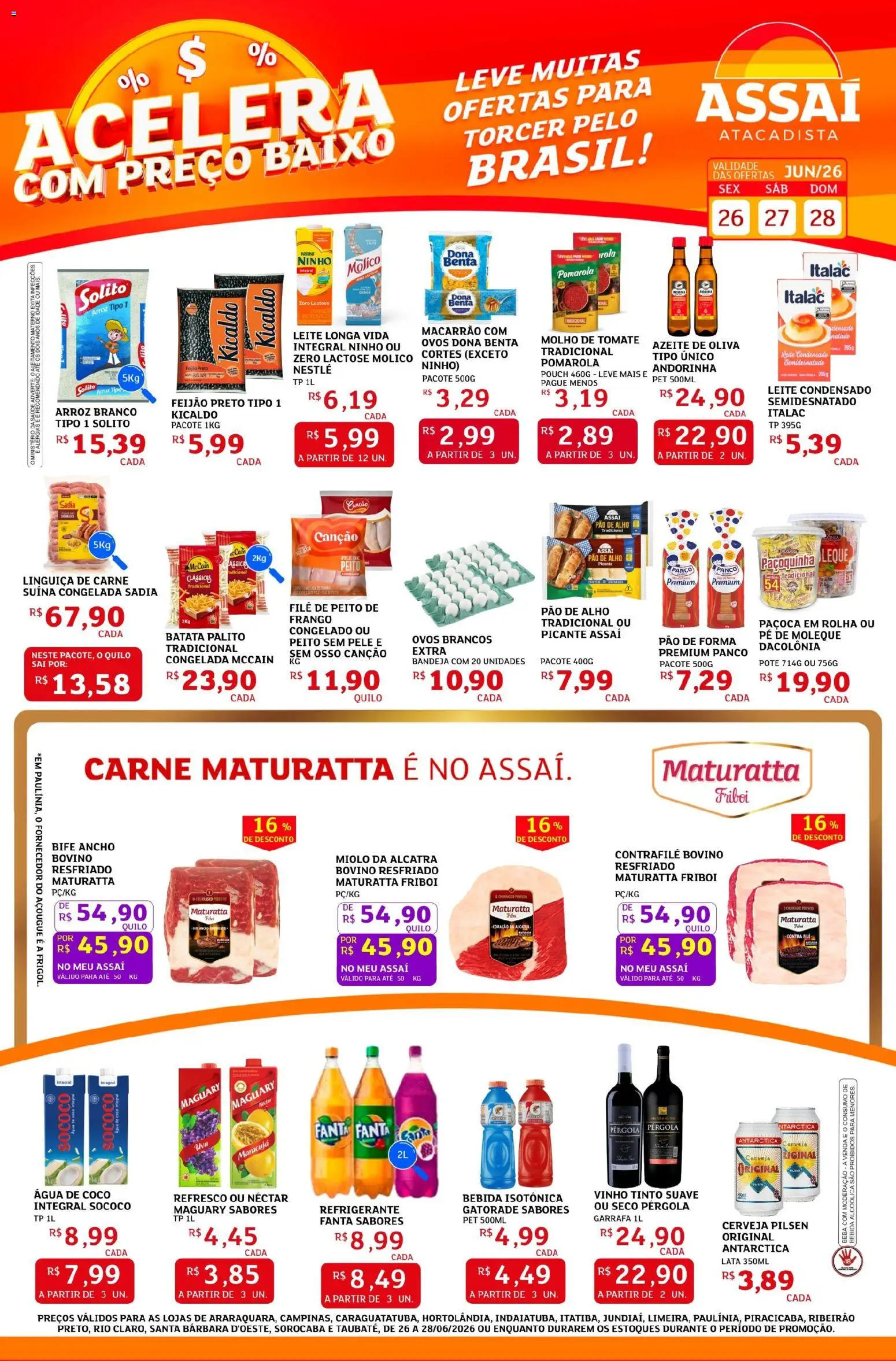 Pré-Visualização do folheto "Assaí Atacadista ofertas - SP" da loja Assaí Atacadista válido a partir de 26/06/2026 - Coco, Água de coco, Ovos, Maracujá, Tomate, Refrigerante, Baixo, Bandeja