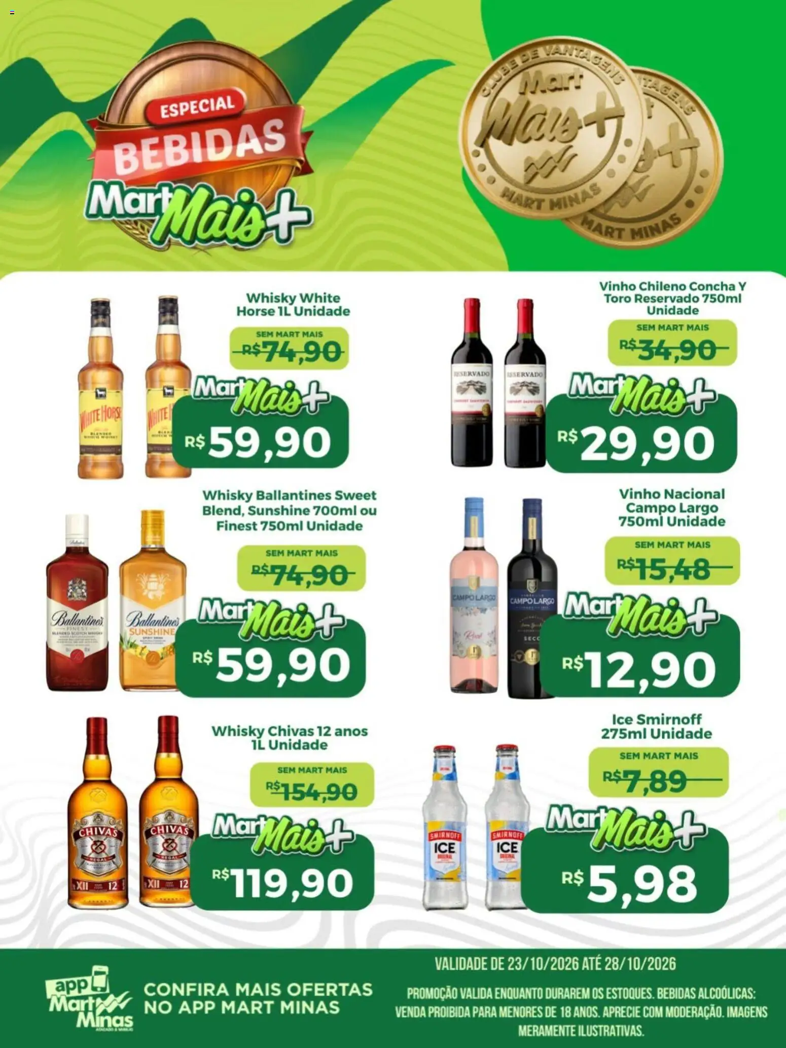Pré-Visualização do folheto "Mart Minas ofertas Bebidas" da loja Mart Minas válido a partir de 23/10/2026