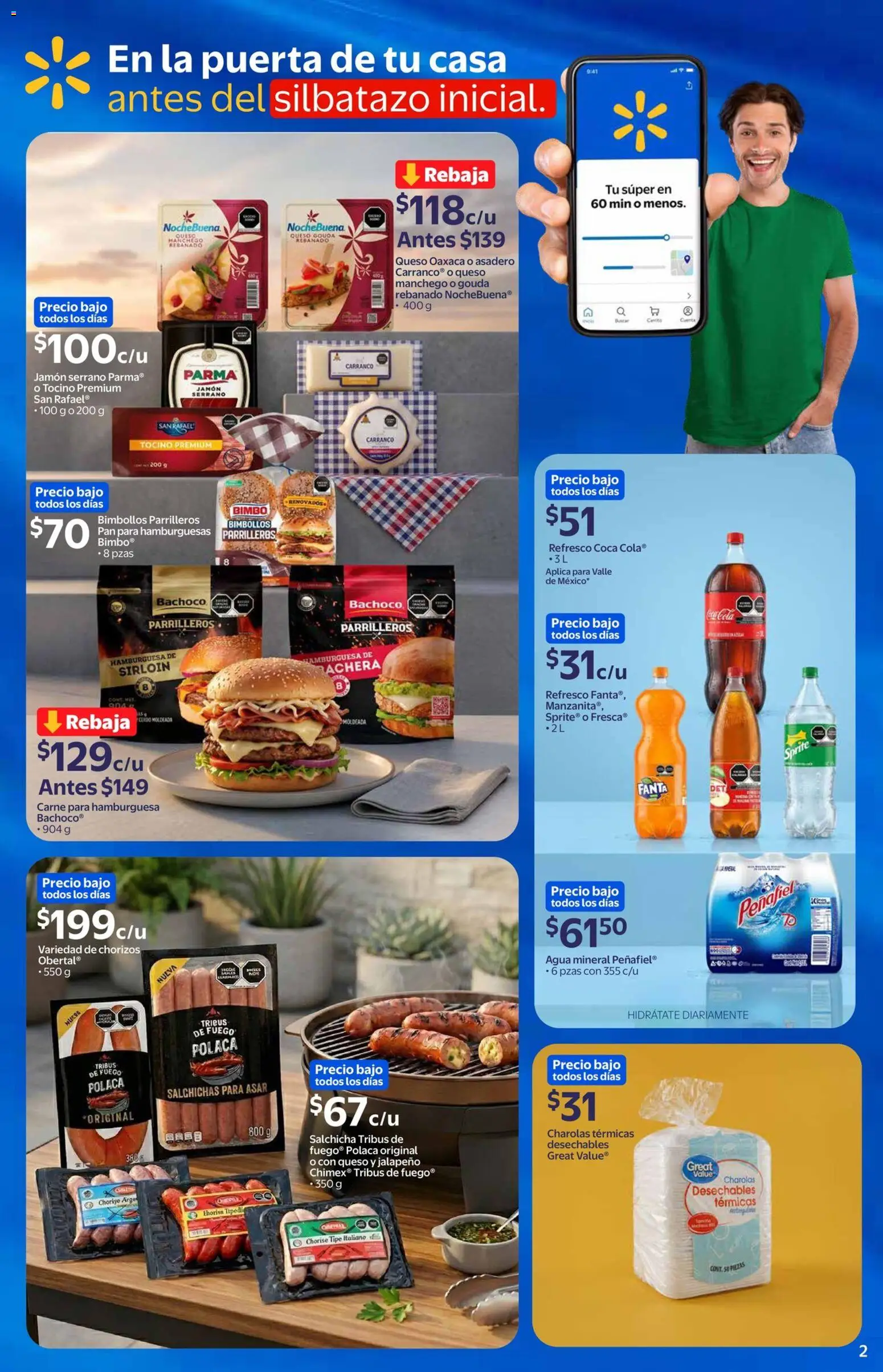 Vista previa las ofertas de la tienda Walmart Express - Walmart Express folleto desde el 03/06/2026 - Hamburguesa, Pan, Queso, Carne, Refresco, Agua mineral, Carne para hamburguesa, Salchichas para asar