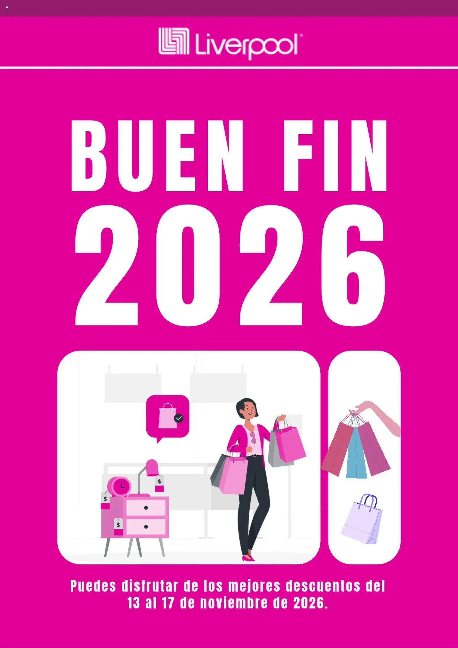 Vista previa las ofertas de la tienda Liverpool - Liverpool Buen Fin aviso desde el 08/10/2026 
