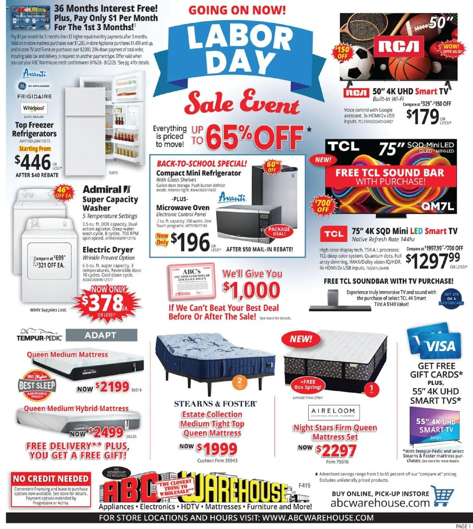 Ad Preview of ABC Warehouse ABC Warehouse Weekly Ad from 08/16/2026