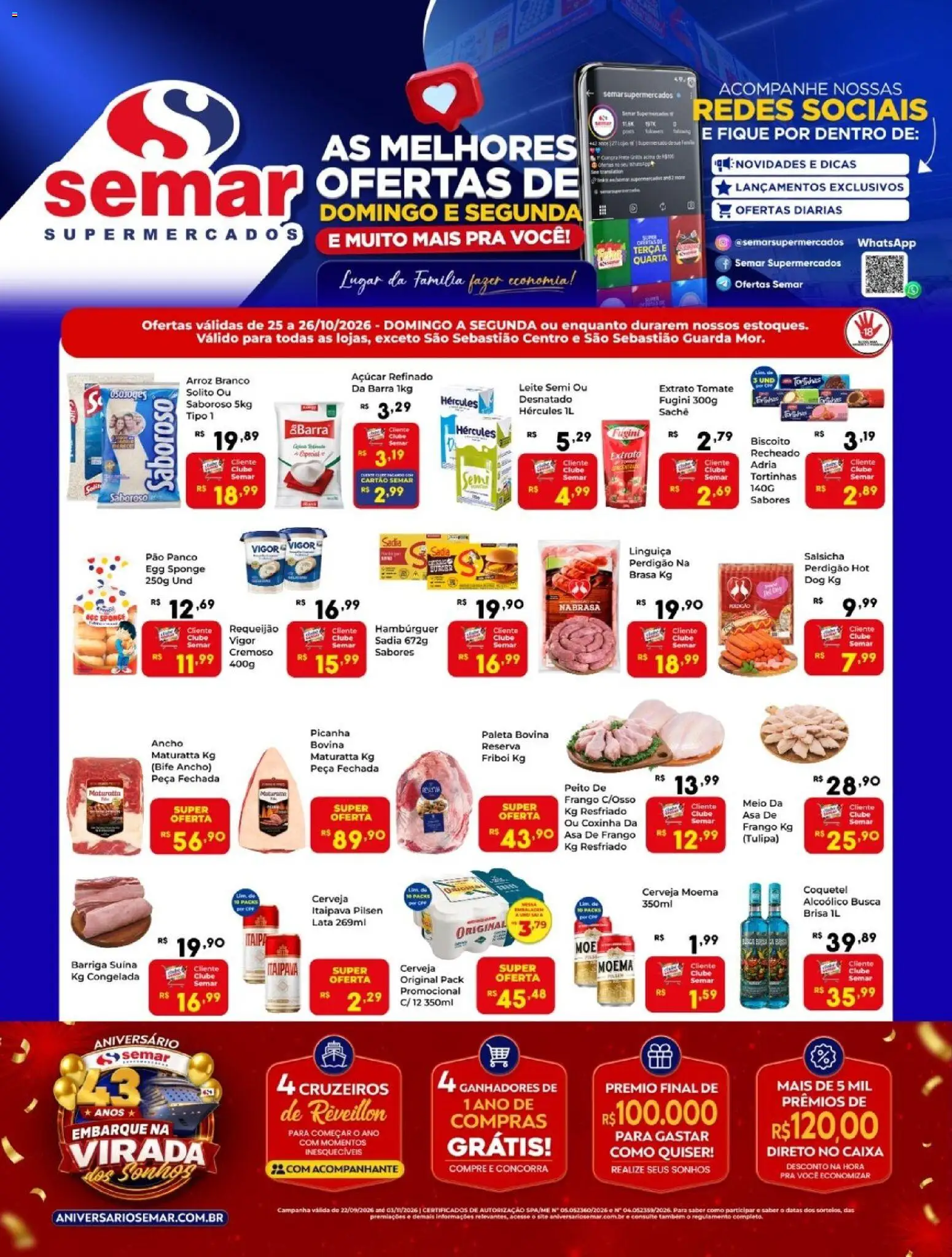 Pré-Visualização do folheto "Semar Supermercado - Ofertas da semana" da loja Semar Supermercado válido a partir de 25/10/2026