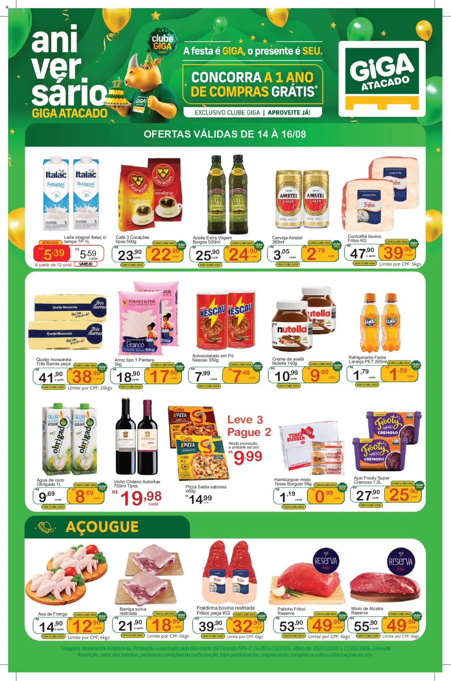 Pré-Visualização do folheto "GIGA Atacado - Ofertas da semana" da loja GIGA Atacado válido a partir de 14/08/2026 - Café, Açaí, Vinho, Leite, Refrigerante, Pó, Avelã, Creme de avelã