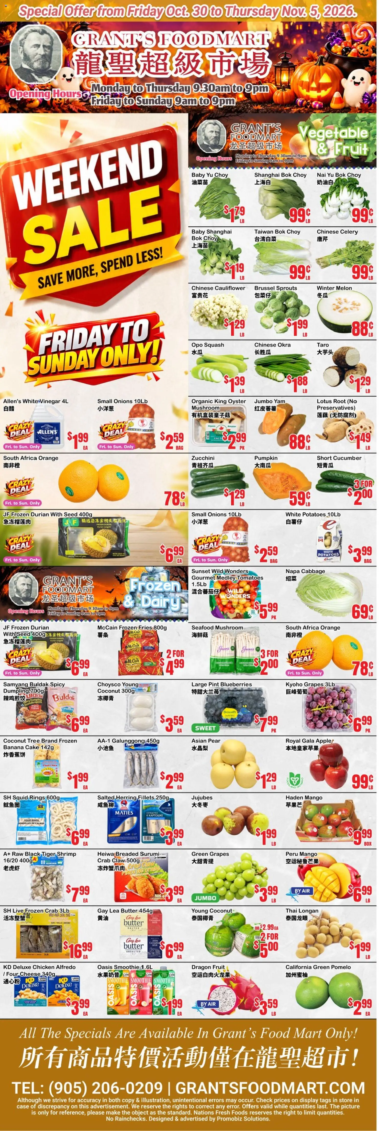 Preview of leaflet Oceans weekly flyer - Grant’s Foodmart from shop Oceans is valid from Oct 30, 2026