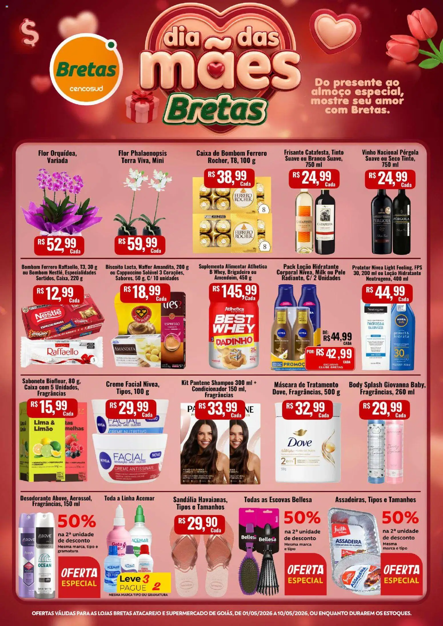 Pré-Visualização do folheto "Bretas - Ofertas da semana" da loja Bretas válido a partir de 01/05/2026 - Vinho, Desodorante, Doce, Creme, Dove, Cappuccino, Assadeira, Especialidades