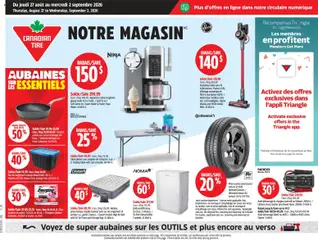 Un aperçu du dépliant Canadian Tire circulaire du magasin Canadian Tire est valide à partir 27 août 2026
