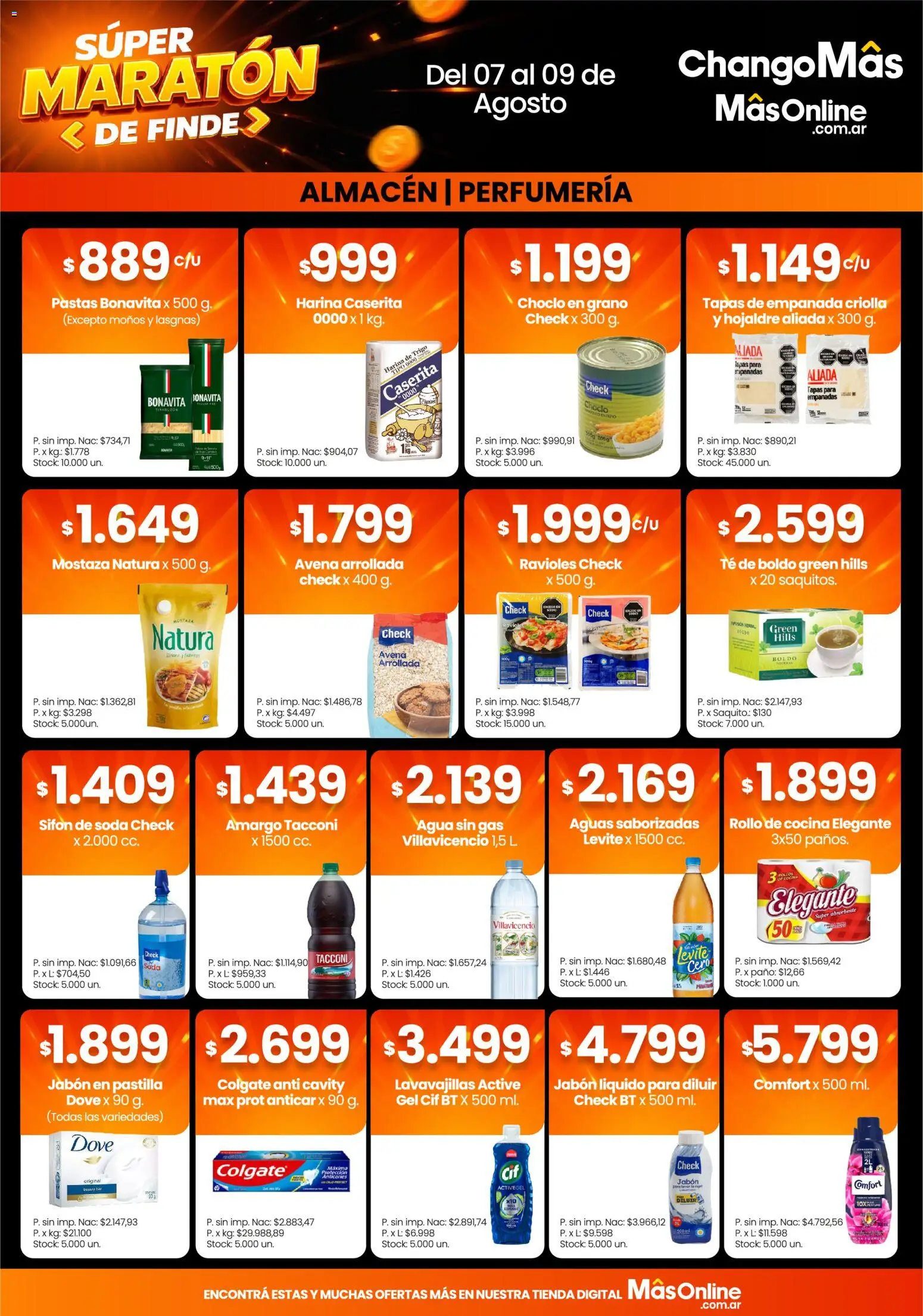 Vista previa del folleto de la tienda Changomas válido desde el 07/08/2026 - Cocina, Té, Agua, Lavavajillas, Audio, Choclo, Jabón, Jabón líquido