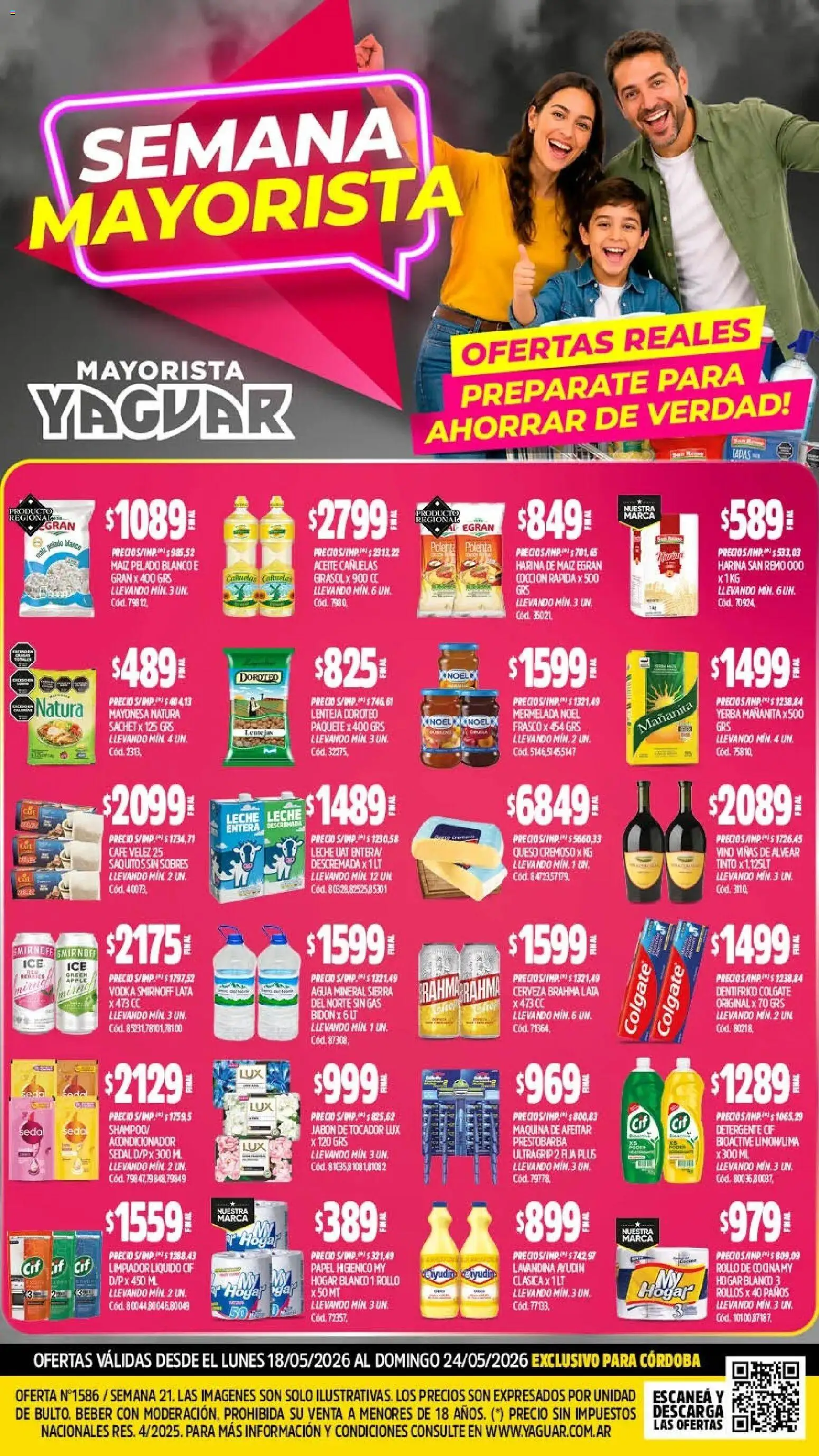 Vista previa del folleto de la tienda Yaguar válido desde el 18/05/2026 - Cerveza, Vodka, Yerba, Leche, Lavandina, Mermelada, Acondicionador, Limpiador