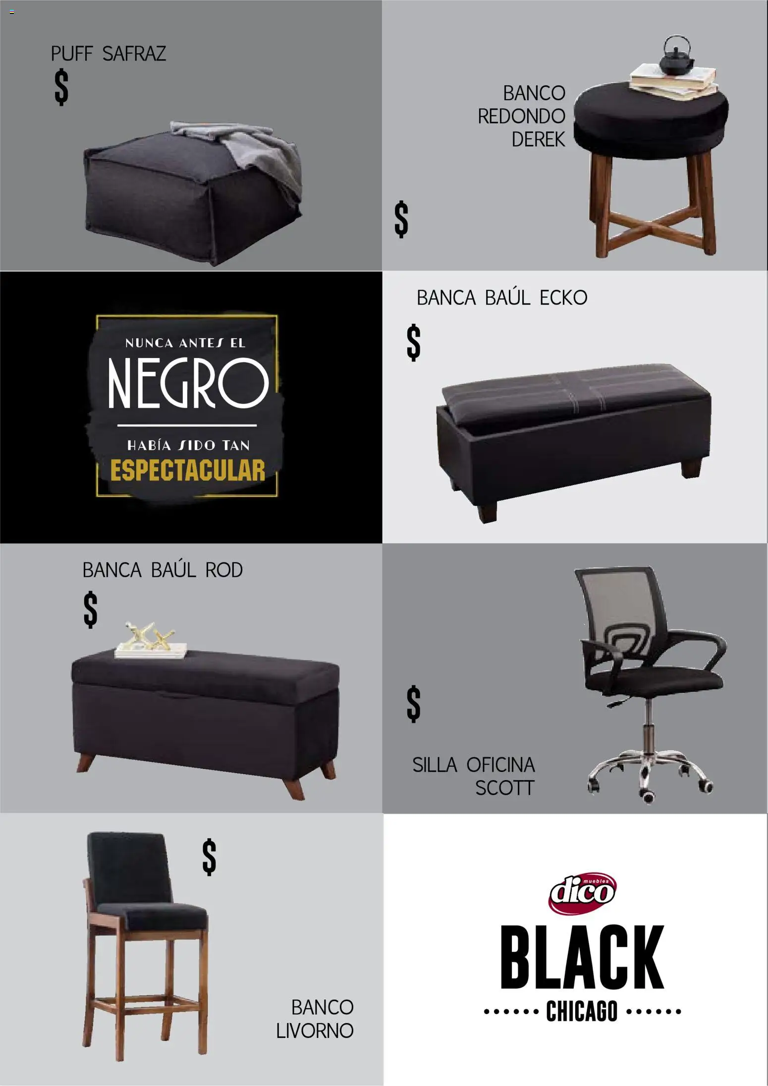 Vista previa las ofertas de la tienda Muebles Dico - Muebles Dico catálogo Black Chicago desde el 17/03/2026 