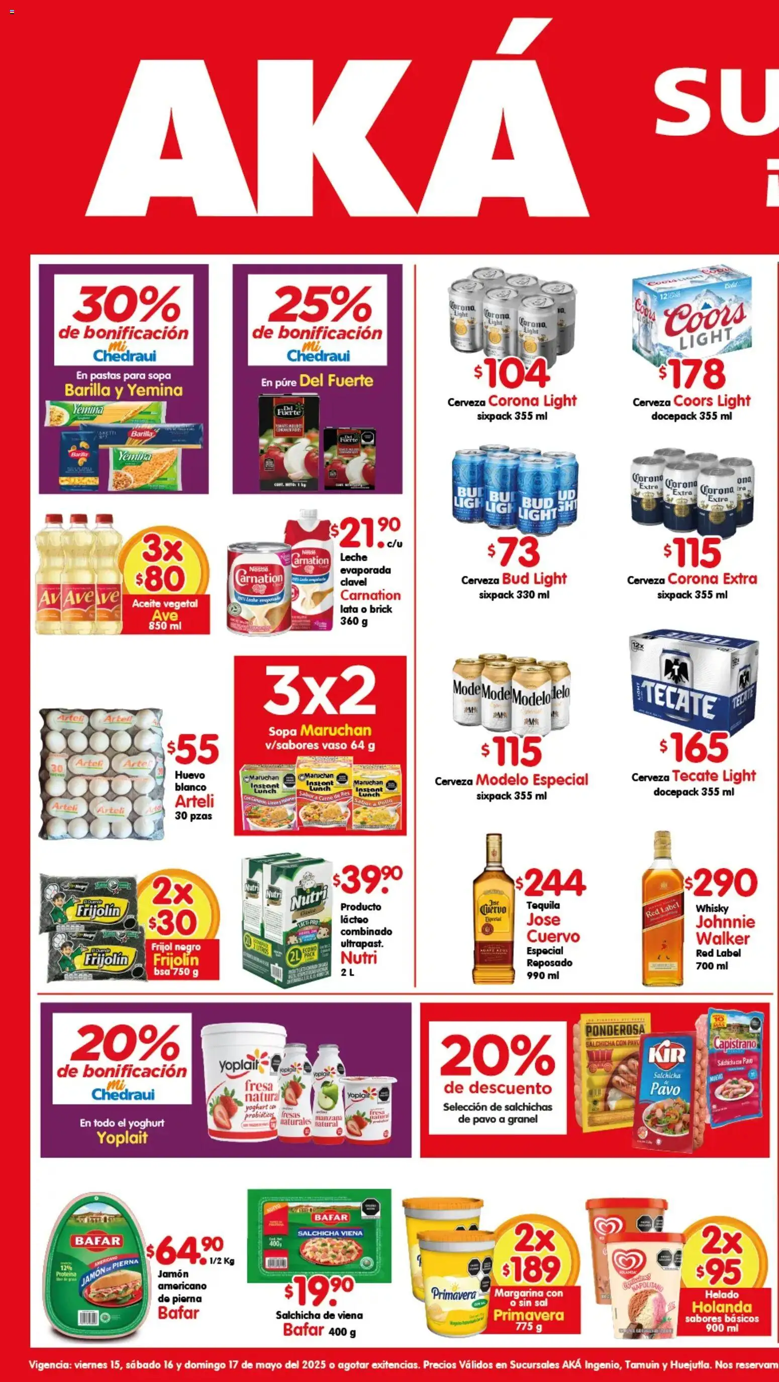 Vista previa las ofertas de la tienda Arteli - Arteli folleto Aká Superbodegas Foraneas desde el 15/05/2026 - Whisky, Fresa, Helado, Probióticos, Proteína, Huevo, Aceite, Aceite vegetal