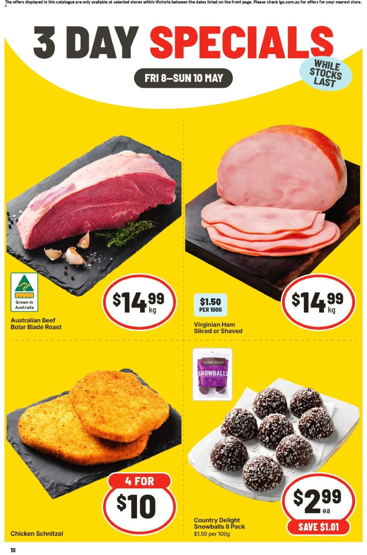 Preview of catalogue 3 Day Specials VIC from shop IGA valid 08/05/2026