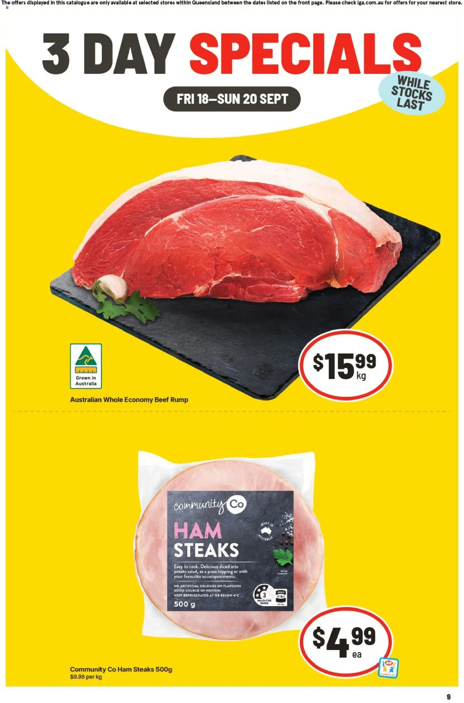 Preview of catalogue IGA catalogue Ascot from shop IGA valid 18/09/2026 - Protein, Ham, Pizza, Beef