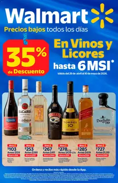 Vista previa las ofertas de la tienda Walmart - Walmart folleto Vinos y licores con 35% de descuento desde el 29/04/2026 