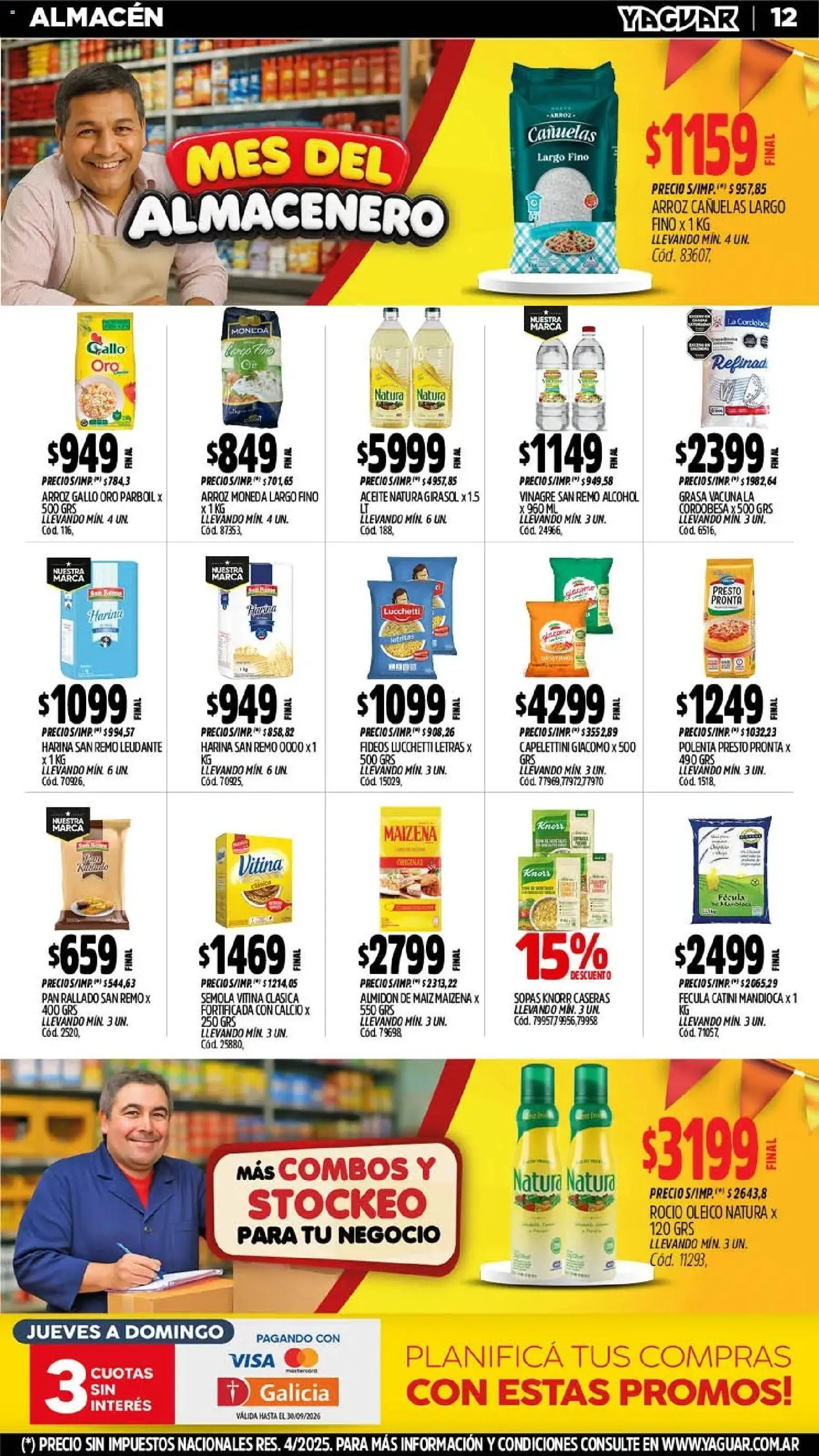 Vista previa del folleto de la tienda Yaguar válido desde el 28/09/2026 - Alcohol, Arroz, Polenta, Fideos, Maiz, Sopas, Pan rallado, Sémola