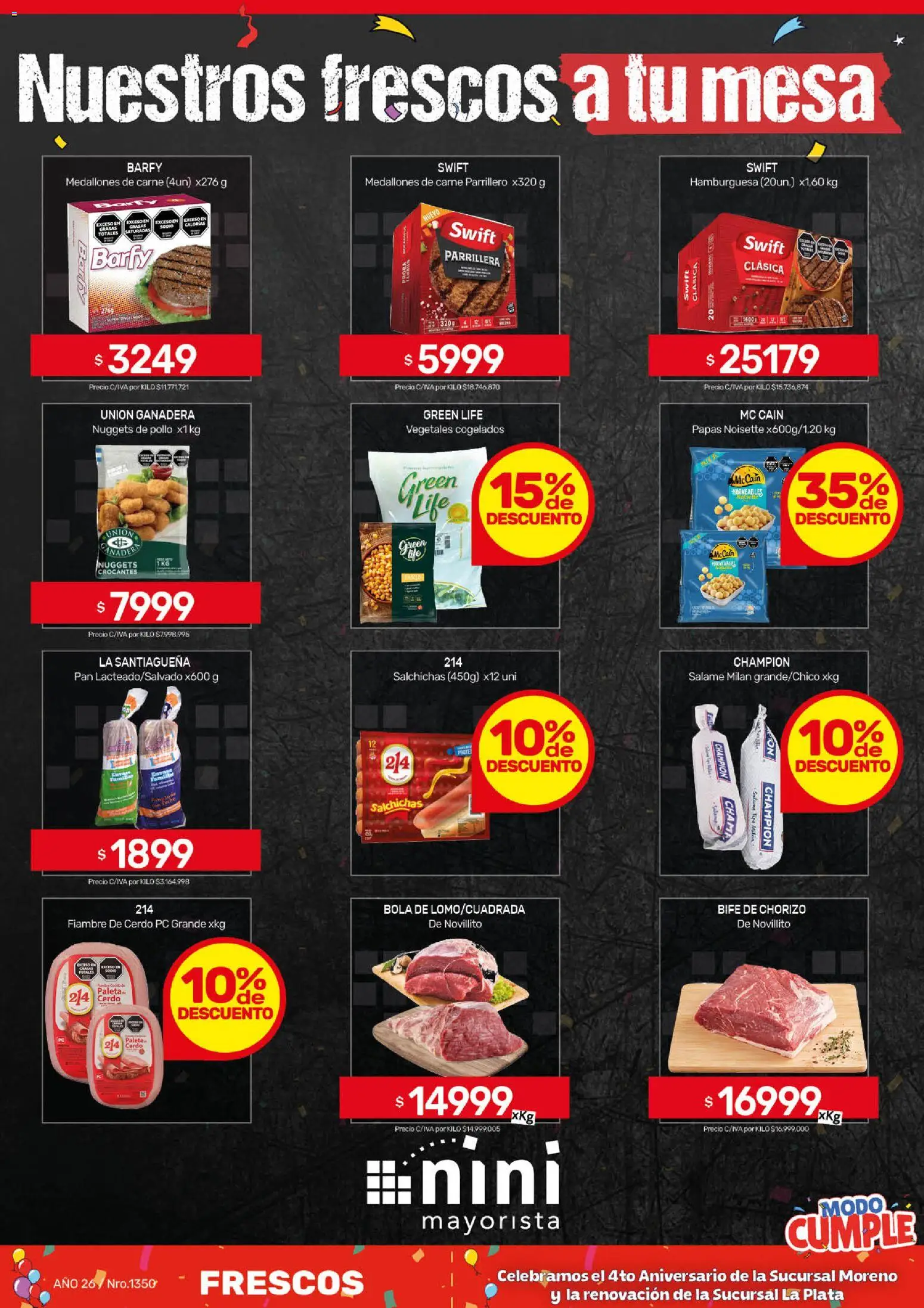 Vista previa del folleto de la tienda NINI Mayorista válido desde el 09/03/2026 - Bife de chorizo, Mesa, Carne, Cerdo, Chorizo, Salame, Bife, Paleta