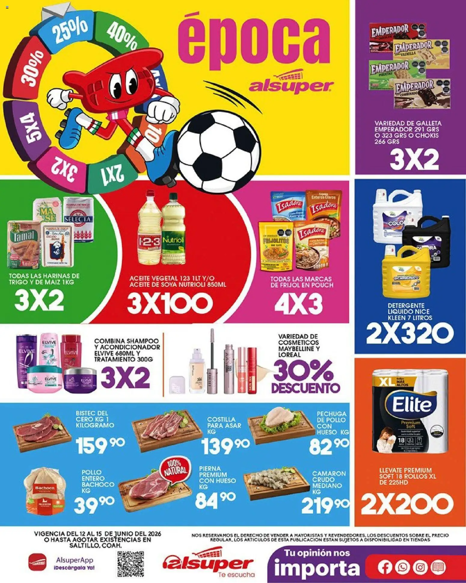Vista previa las ofertas de la tienda Alsuper - Alsuper folleto Saltillo desde el 12/06/2026 - Té, Maíz, Aceite, Bistec, Sobre, Detergente, Aceite vegetal, Detergente líquido