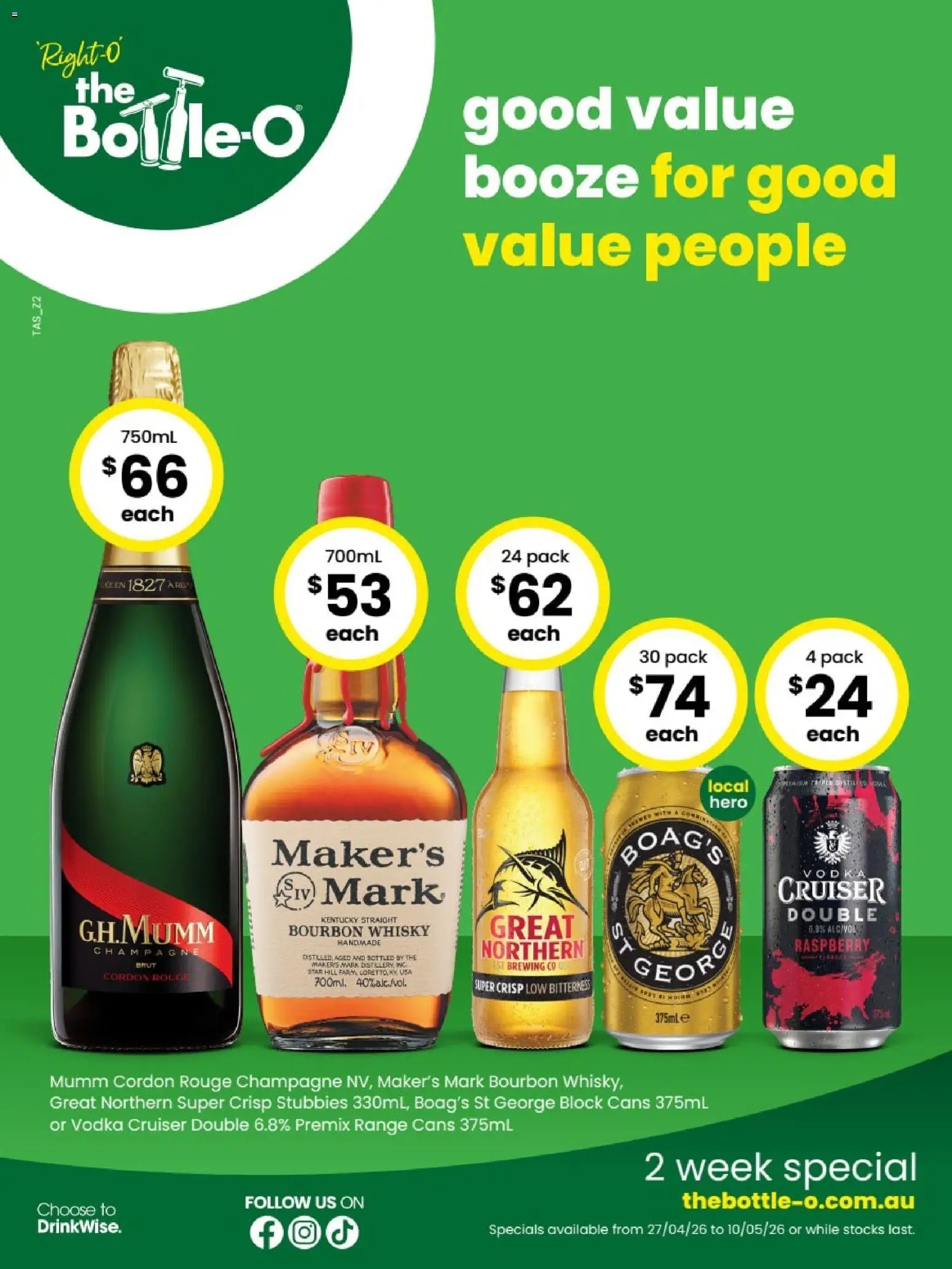 Preview of catalogue The Bottle-O catalogue QUEENSTOWN from shop The Bottle-O valid 27/04/2026 - Champagne, Handmade, Bourbon, Vodka, Raspberry