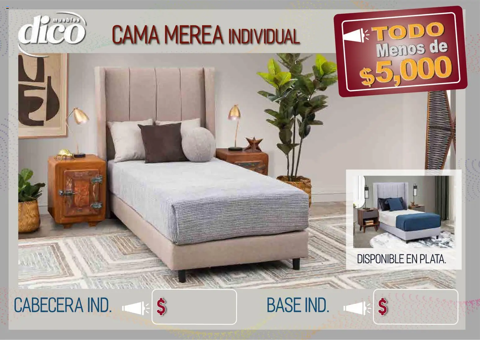 Vista previa las ofertas de la tienda Muebles Dico - Muebles Dico catálogo Todo menos de 5000 Pacifico desde el 09/04/2026 