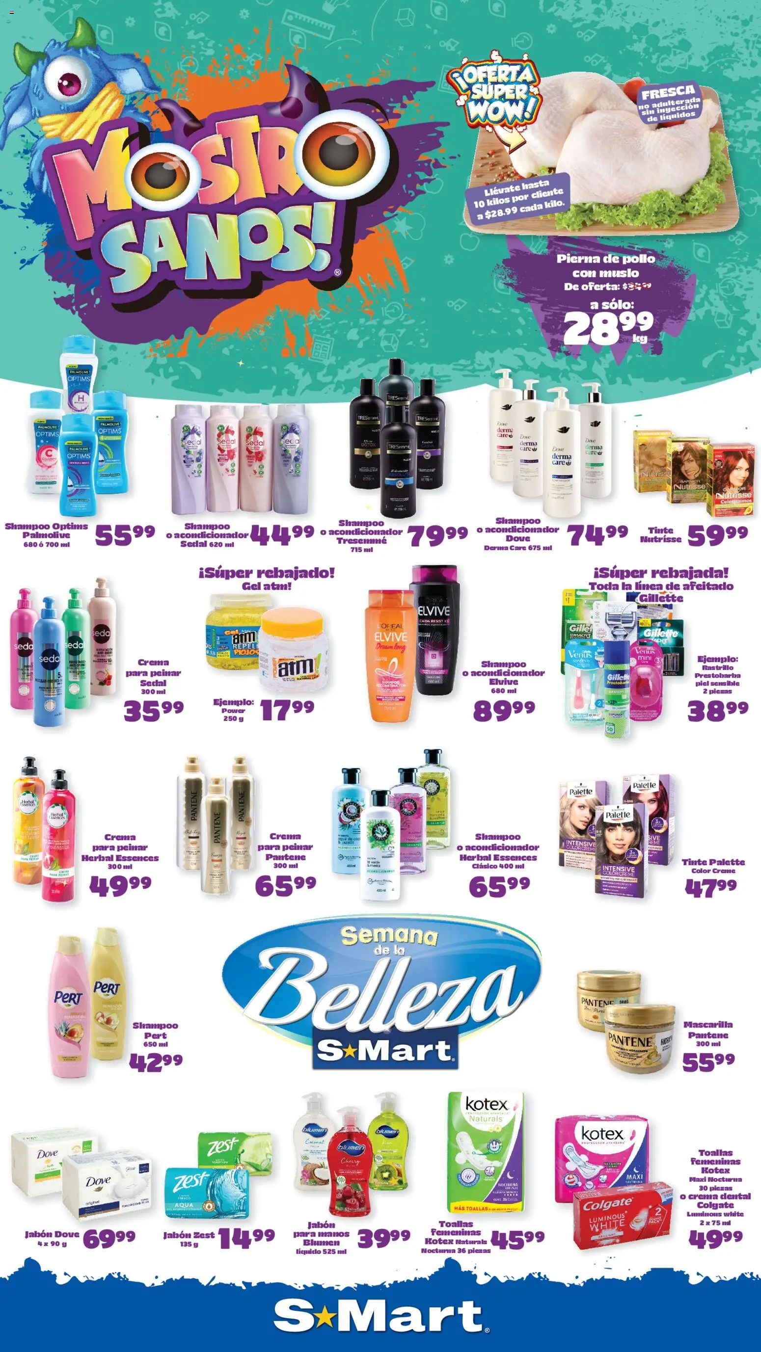 Vista previa las ofertas de la tienda S-Mart - S-Mart folleto Ofertas de feria Chihuahua desde el 11/08/2026 - Agua, Shampoo, Crema, Jabón, Toallas, Acondicionador, Rastrillo, Mascarilla