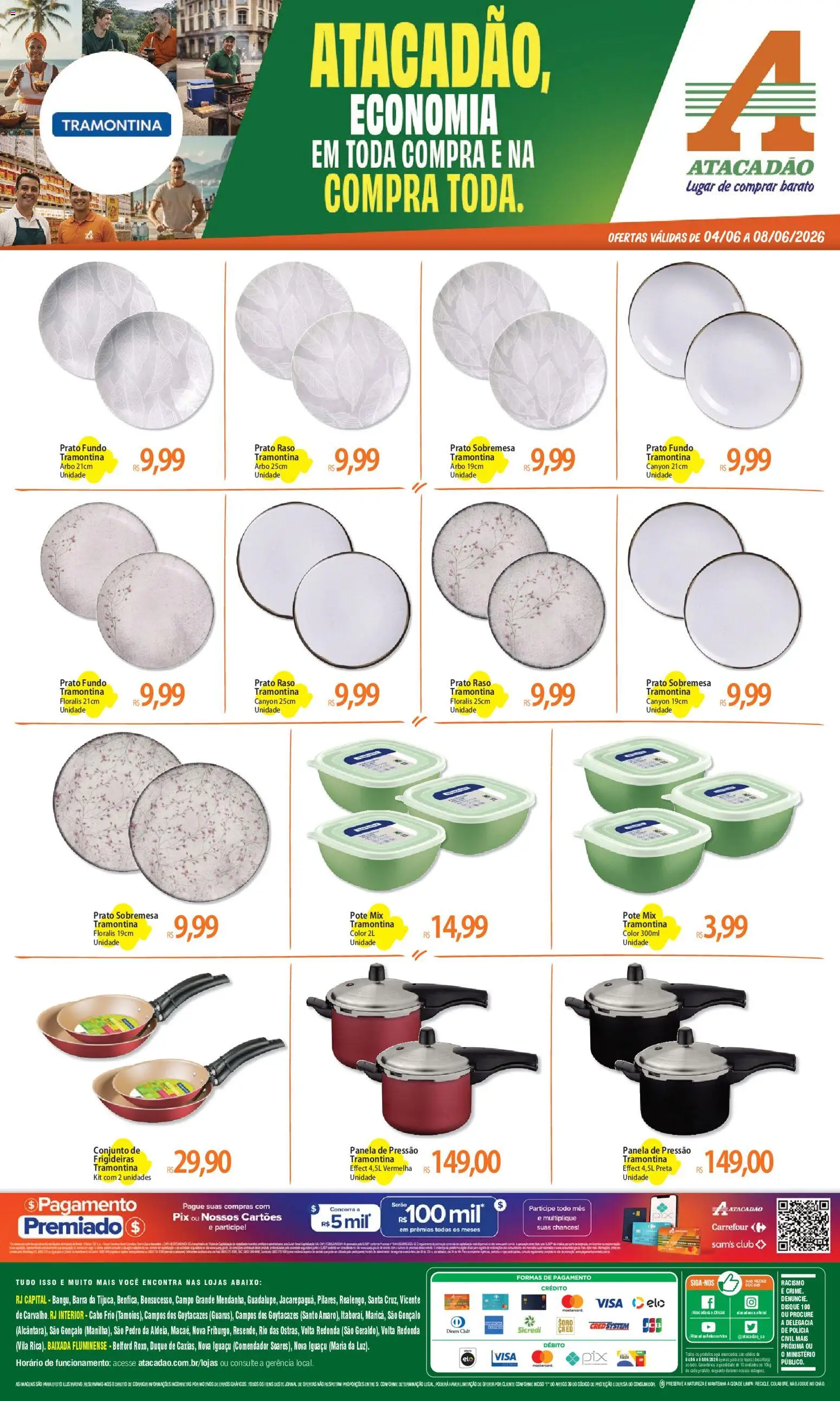 Pré-Visualização do folheto "Atacadão ofertas - RJ" da loja Atacadão válido a partir de 04/06/2026 - Panela de pressão, Sobremesa, Chá, Panela, Cabo