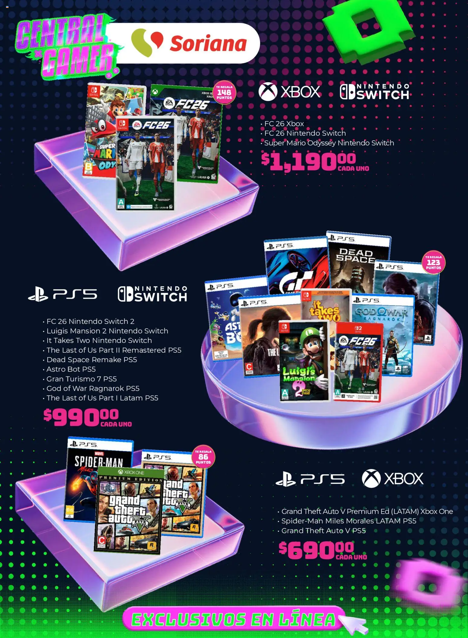 Vista previa las ofertas de la tienda Soriana - Soriana Duplicate of Central Gamer Exclusivo en línea desde el 31/07/2026 