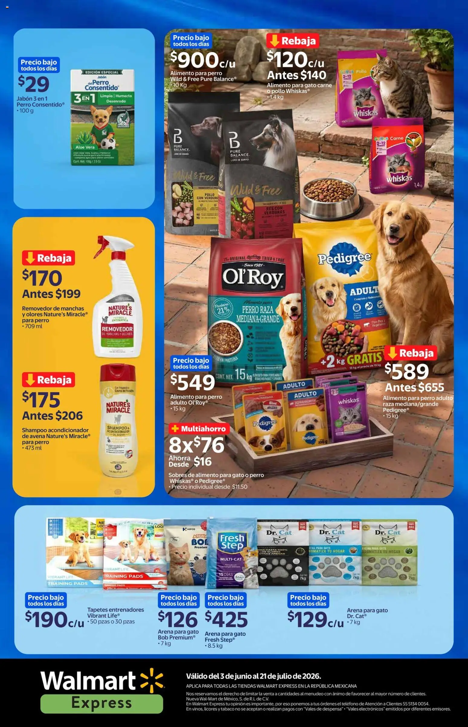 Vista previa las ofertas de la tienda Walmart Express - Walmart Express folleto desde el 03/06/2026 - Teléfono, Shampoo, Verduras, Avena, Carne, Aloe Vera, Acondicionador, Puré