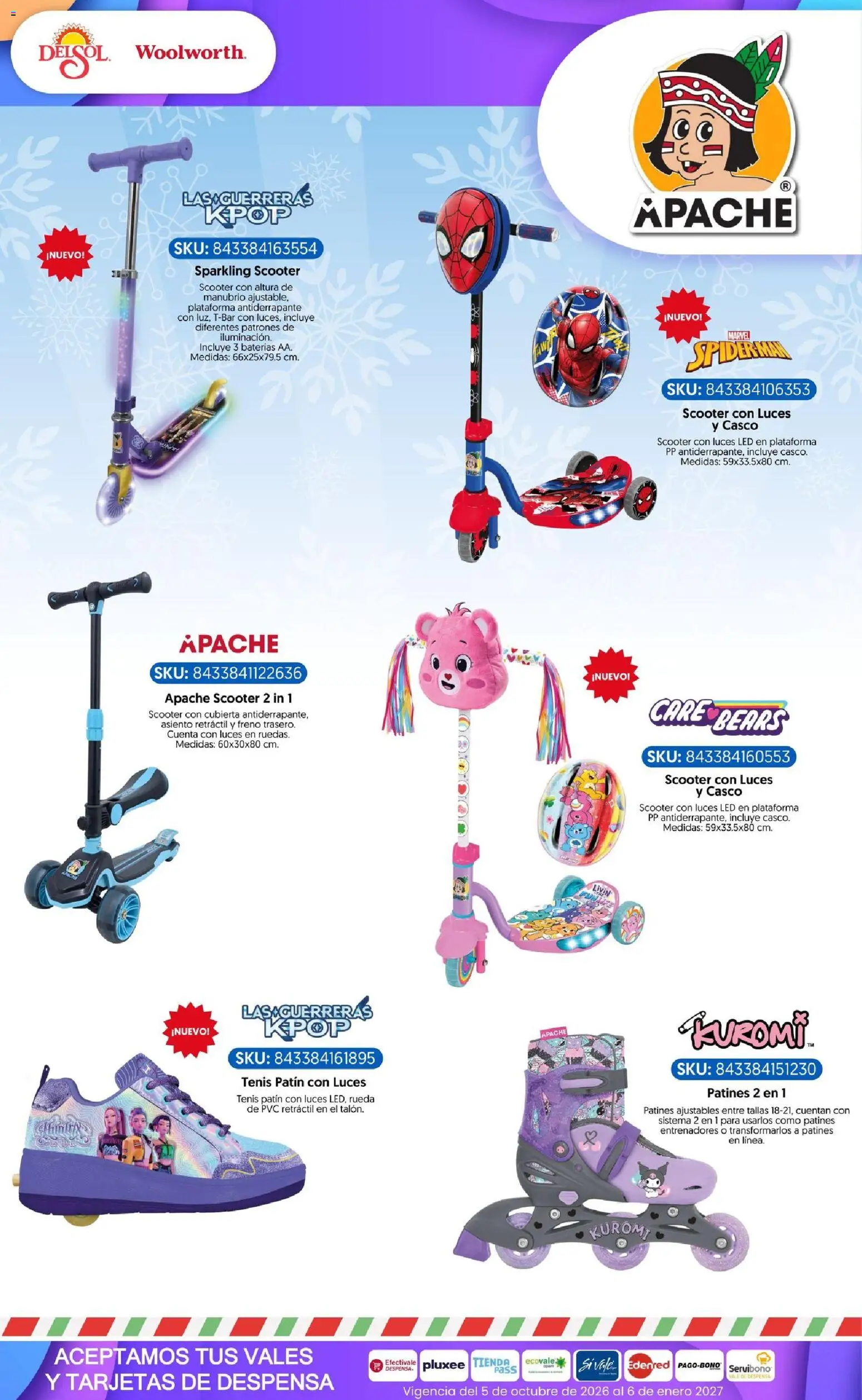 Vista previa las ofertas de la tienda Del Sol y Woolworth - Del Sol y Woolworth catálogo El Castillo del Juguete desde el 01/10/2026 - Tenis, Scooter, Despensa