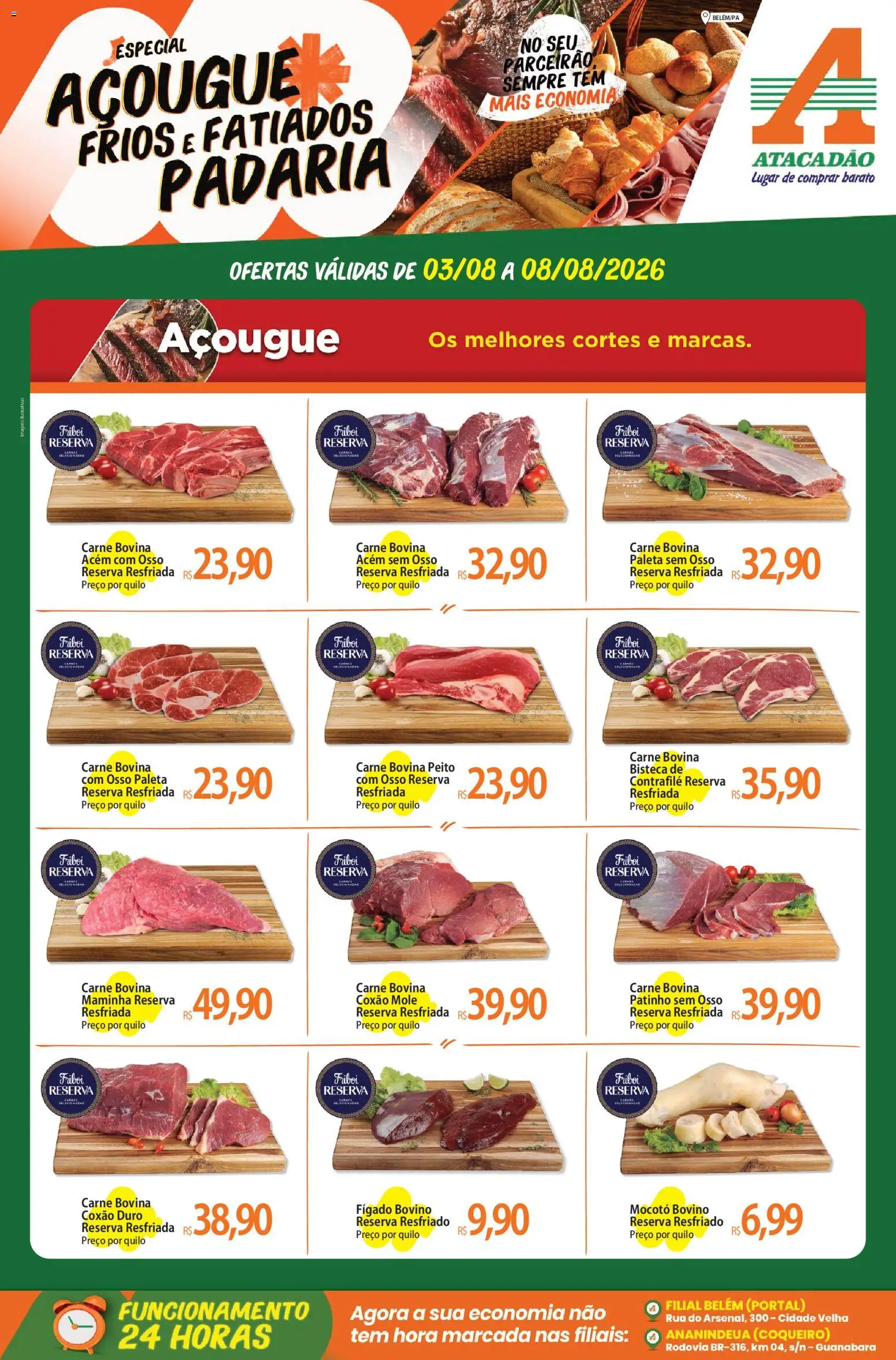Pré-Visualização do folheto "Atacadão ofertas - PA" da loja Atacadão válido a partir de 03/08/2026 - Carne, Fígado, Carne bovina, Maminha, Coxão duro, Acém, Coxão mole