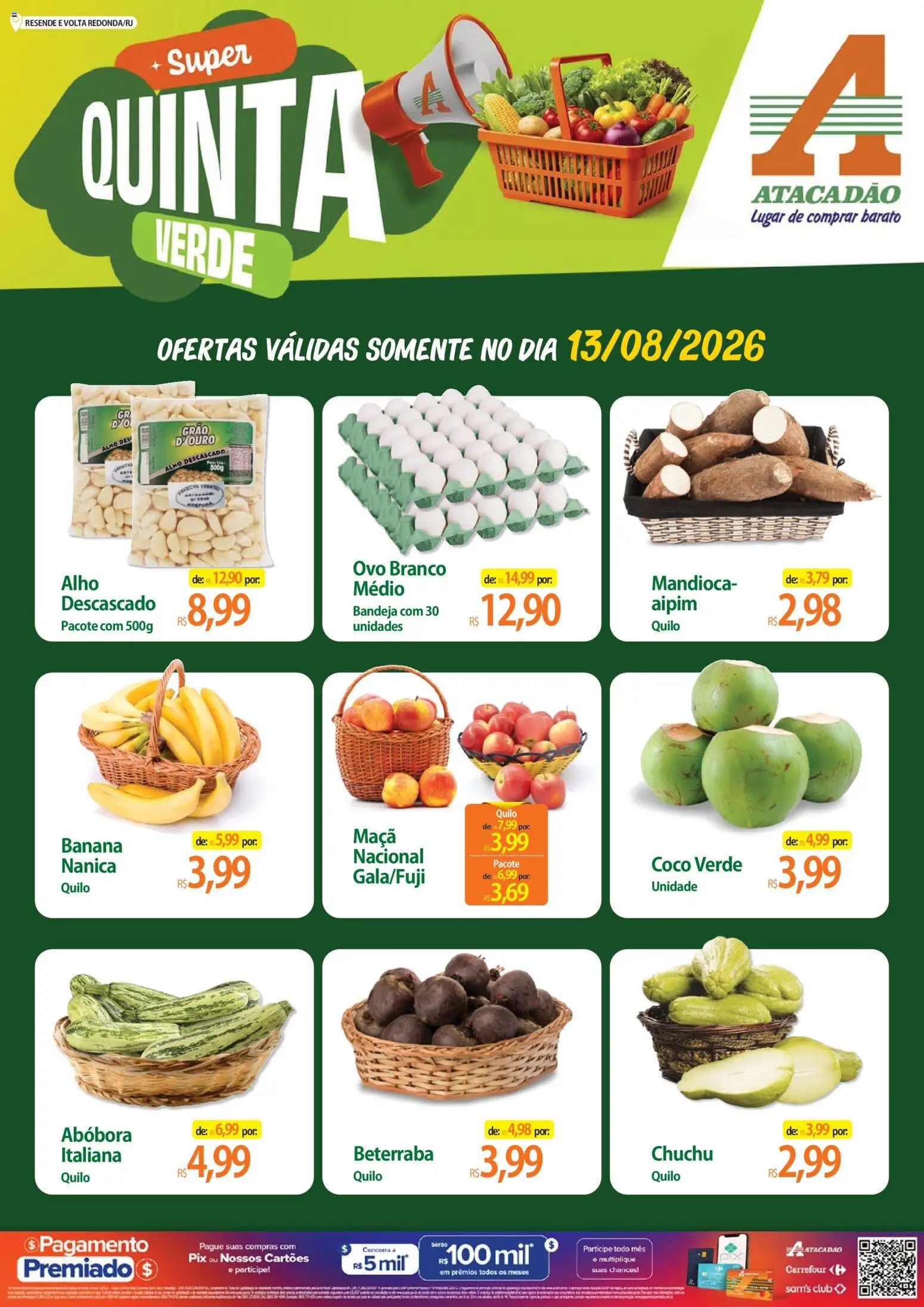 Pré-Visualização do folheto "Atacadão ofertas - RJ" da loja Atacadão válido a partir de 13/08/2026 - Coco, Chuchu, Abóbora, Beterraba, Mandioca, Aipim, Bandeja, Alho