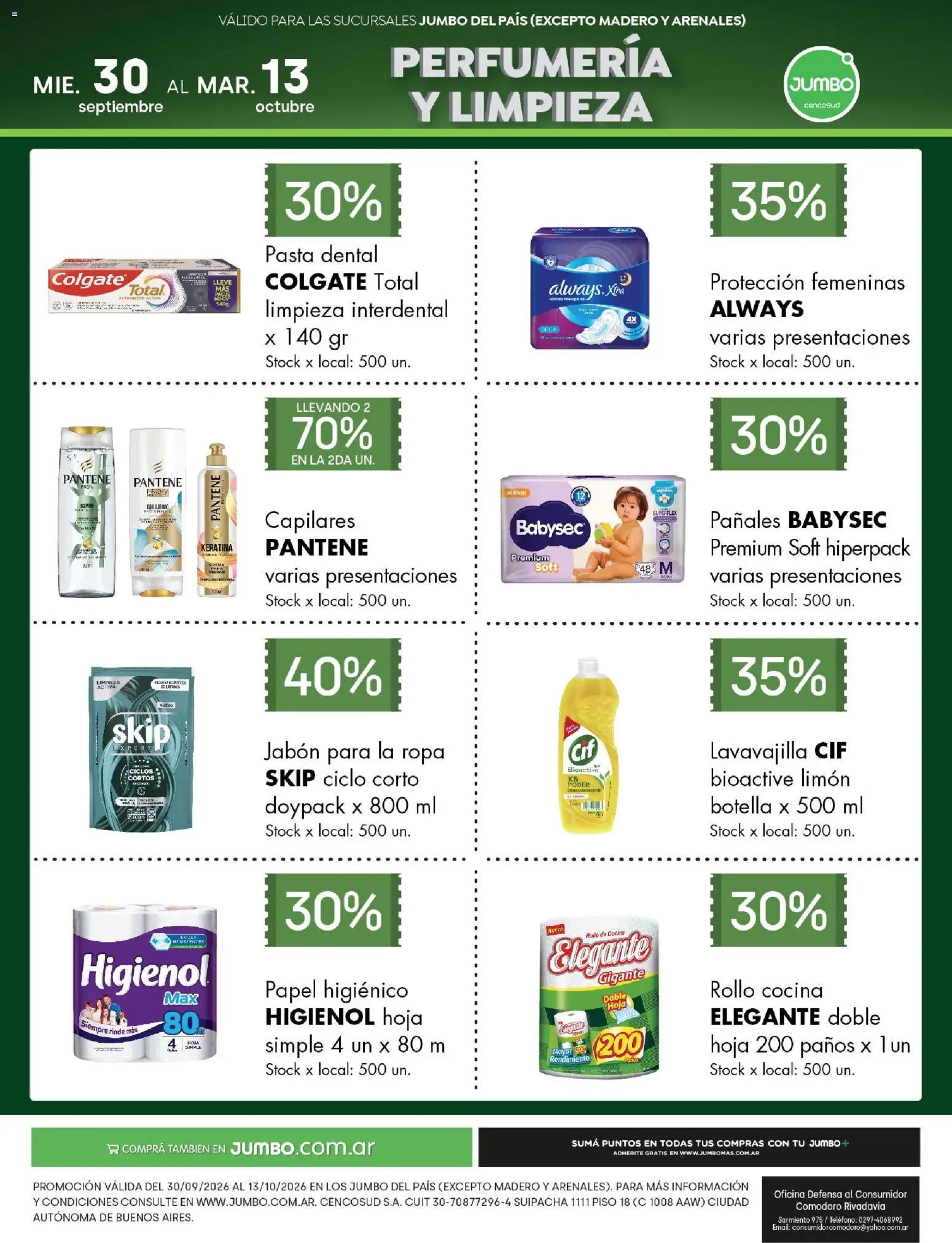 Vista previa del folleto de la tienda Jumbo válido desde el 30/09/2026 - Cocina, Ropa, Teléfono, Pañales, Crema, Papel higiénico, Botella, Pasta dental