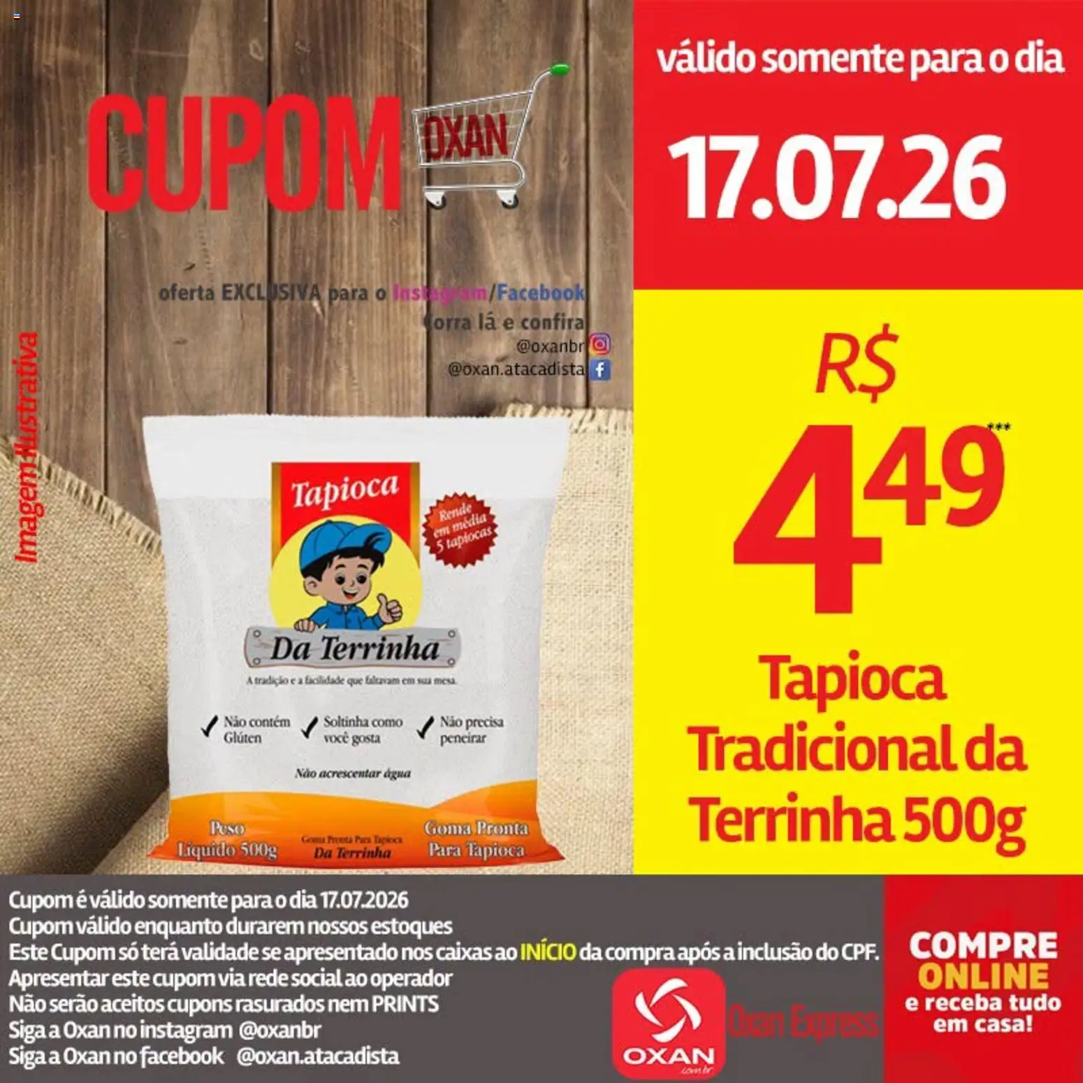 Pré-Visualização do folheto "Oxan Atacadista - Ofertas da semana" da loja Oxan Atacadista válido a partir de 17/07/2026 - Água, Tapioca