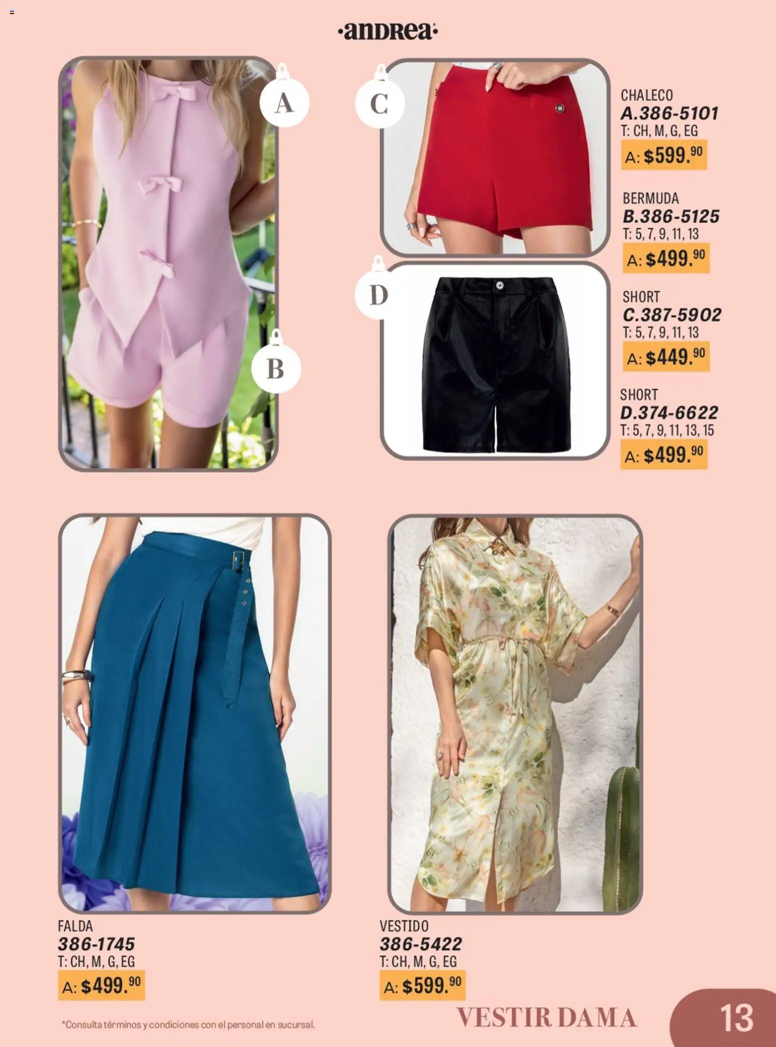 Vista previa las ofertas de la tienda Andrea - Catálogo Para Las Fiestas desde el 11/01/2026 - Vestido, Short, Chaleco, Bermuda, Falda