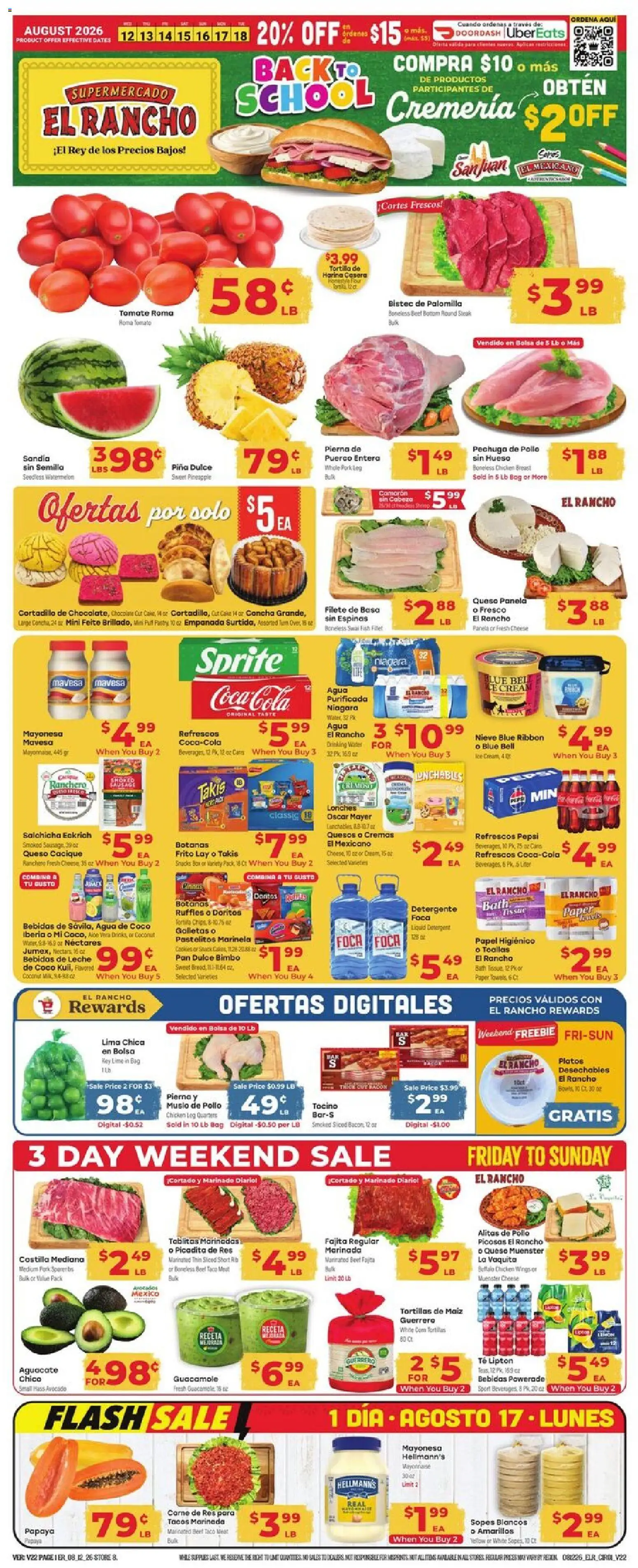 Ad Preview of El Rancho El Rancho Weekly Ad from 08/12/2026