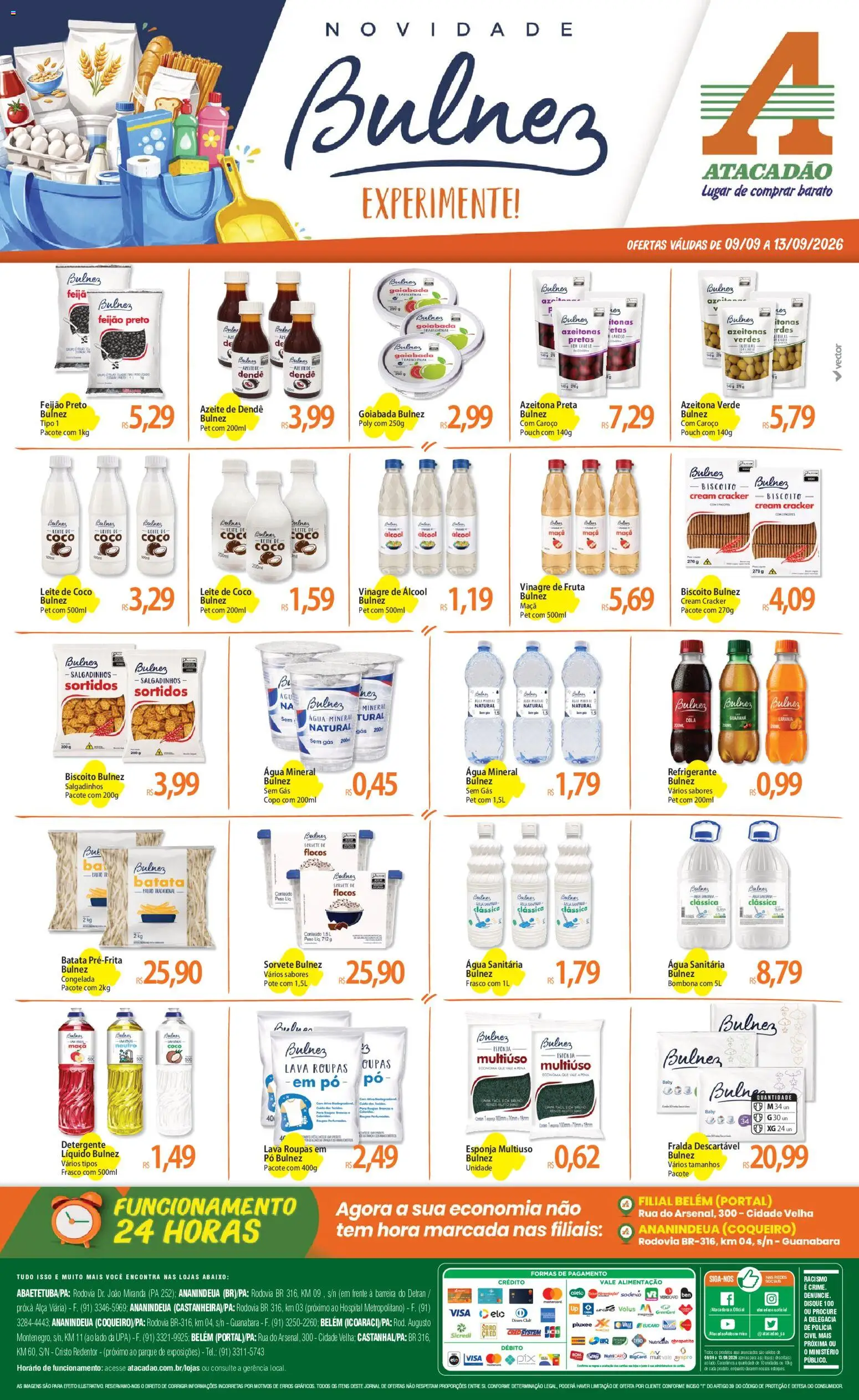 Pré-Visualização do folheto "Atacadão ofertas - PA" da loja Atacadão válido a partir de 09/09/2026 - Sorvete, Coco, Feijão, Álcool, Refrigerante, Leite de coco, Água sanitária, Guaraná