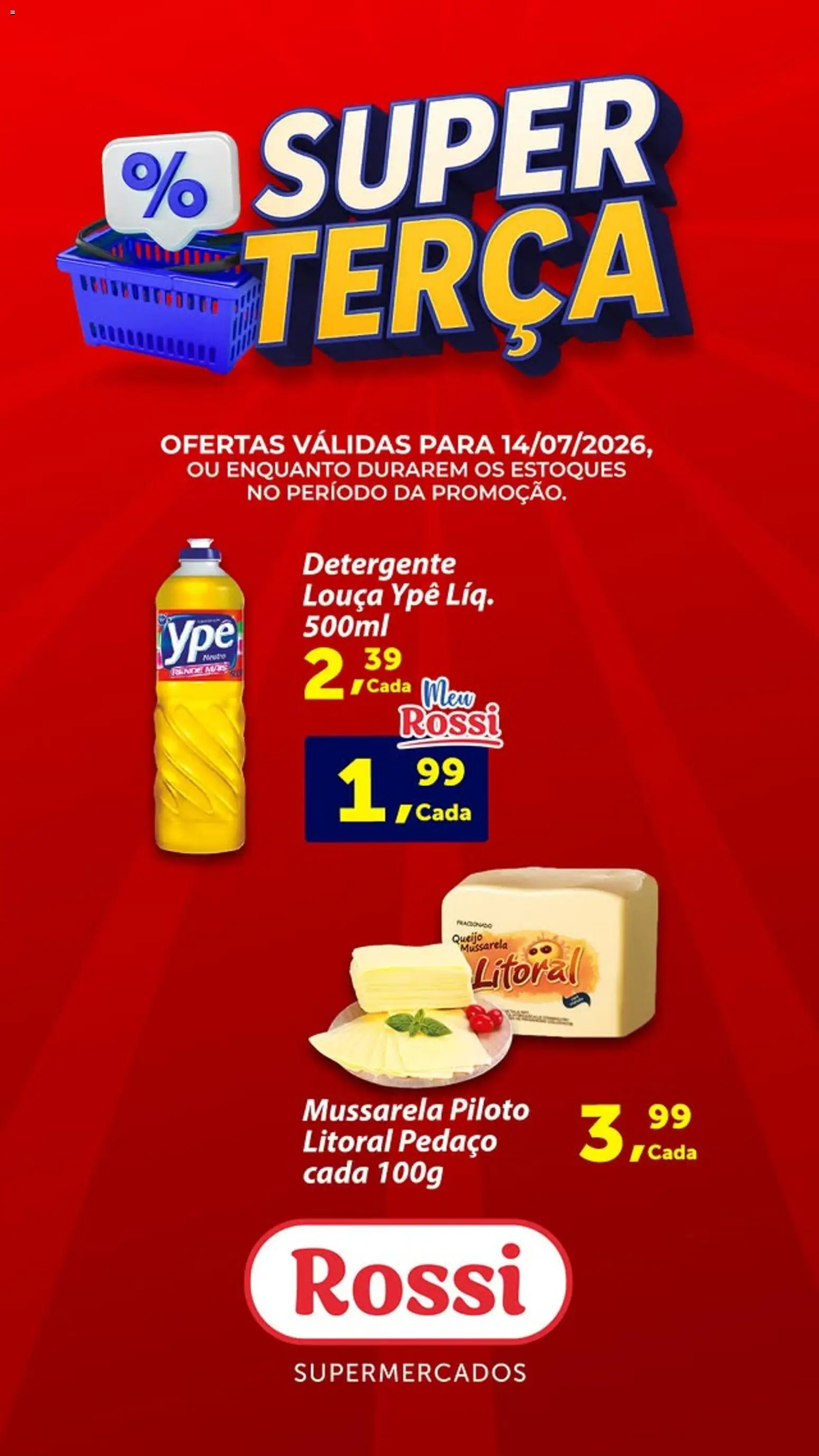 Pré-Visualização do folheto "Rossi Supermercados ofertas do Dia" da loja Rossi Supermercados válido a partir de 14/07/2026