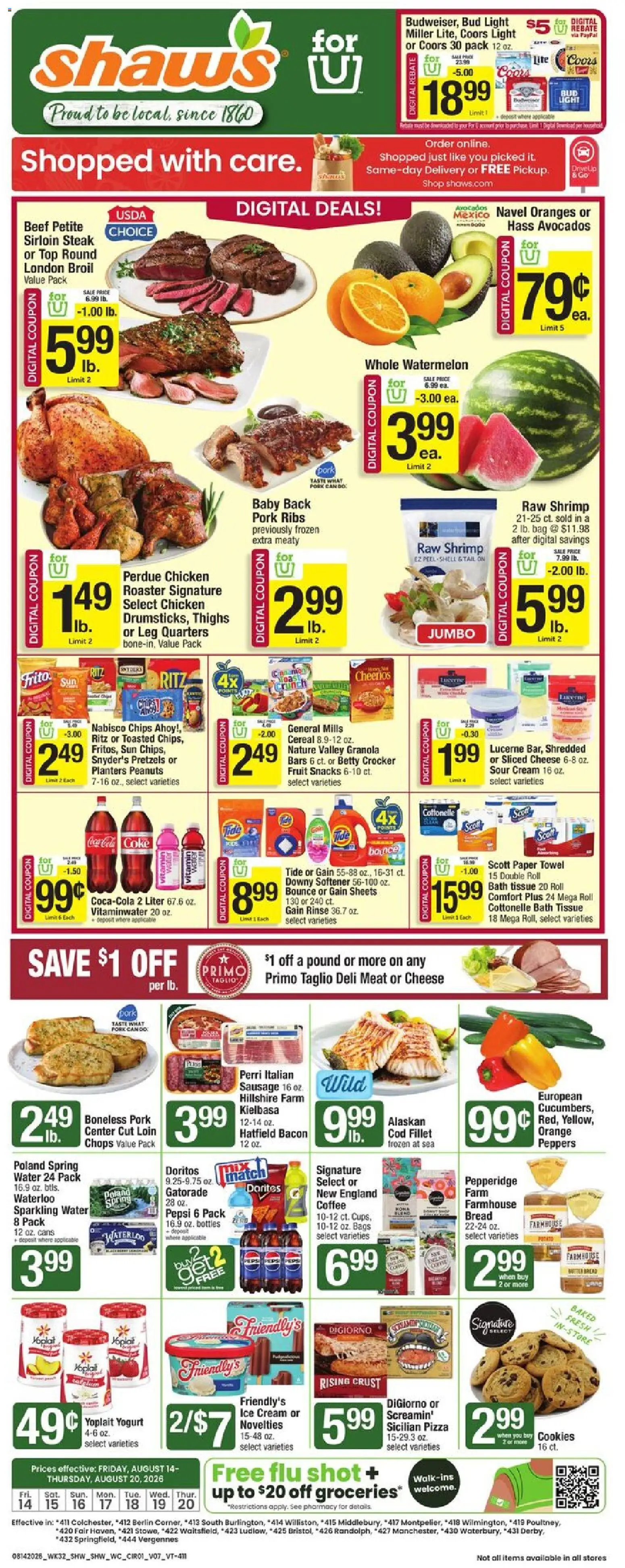 Ad Preview of Shaw's Shaw's Weekly Ad - VT from 08/14/2026