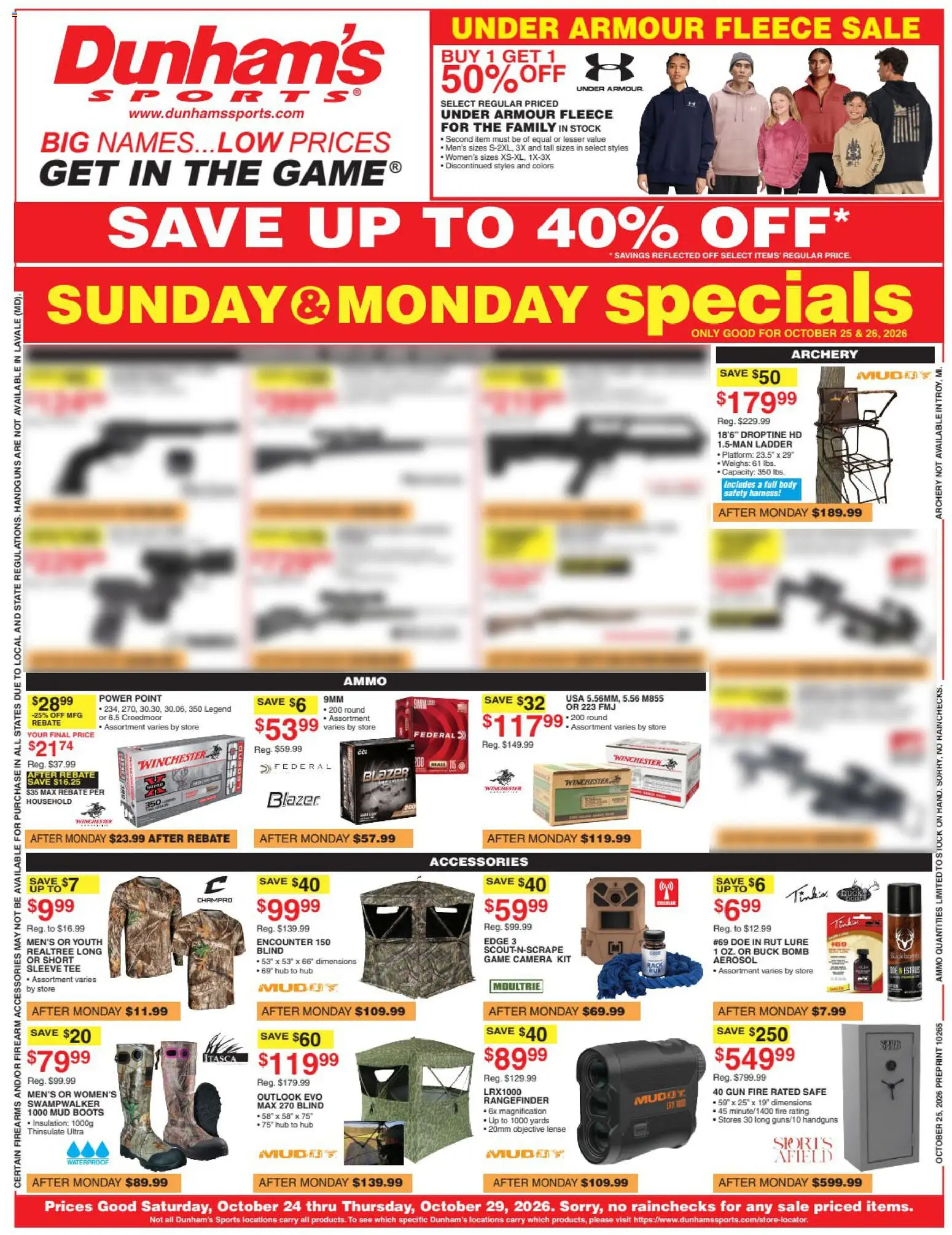Ad Preview of Dunham's Sports Dunham's Sports Weekly Ad from 10/23/2026