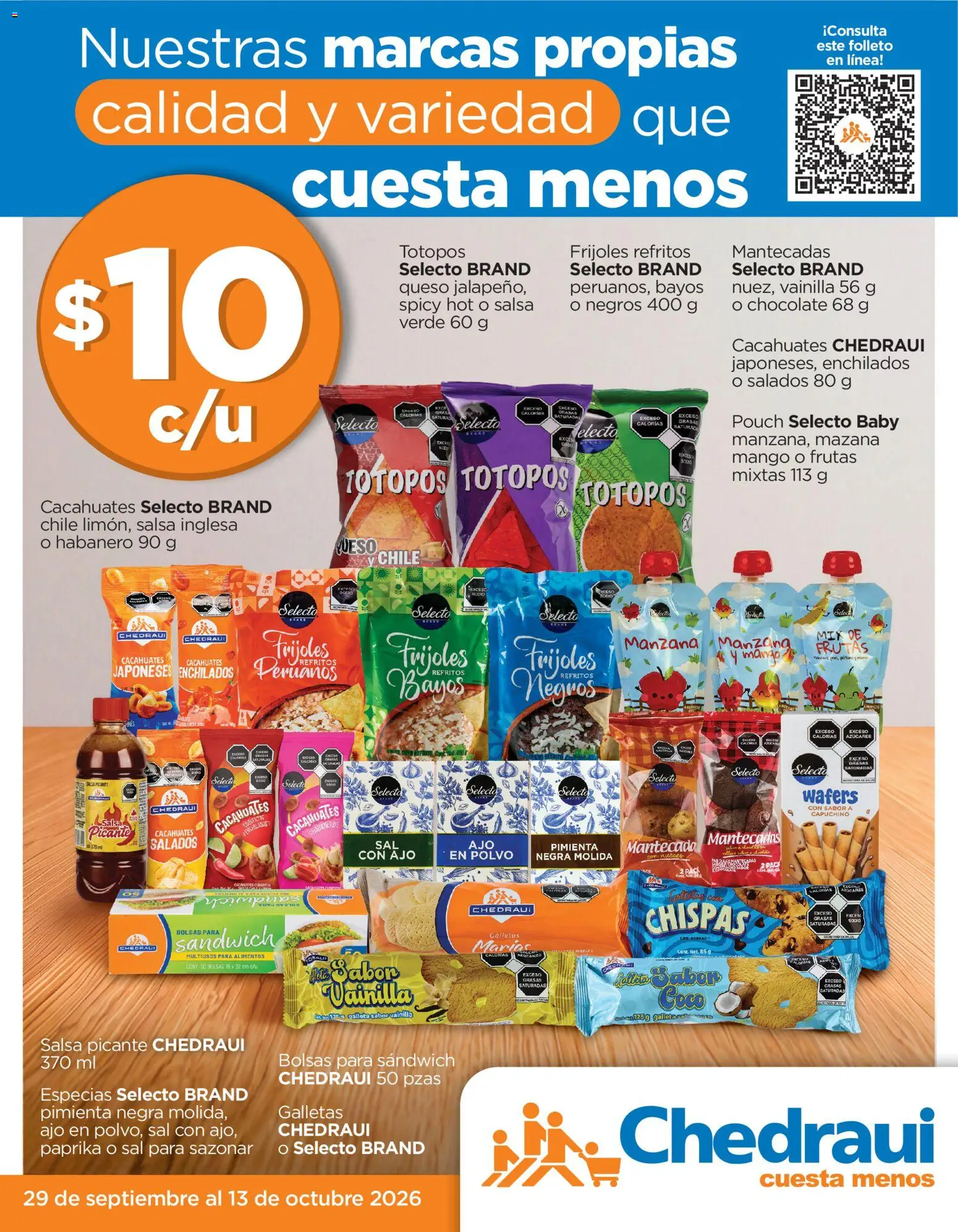Vista previa las ofertas de la tienda Chedraui - Chedraui folleto Festival marca propia desde el 29/09/2026 - Chocolate, Chile, Queso, Frijoles, Vainilla, Nueces, Totopos, Polvo