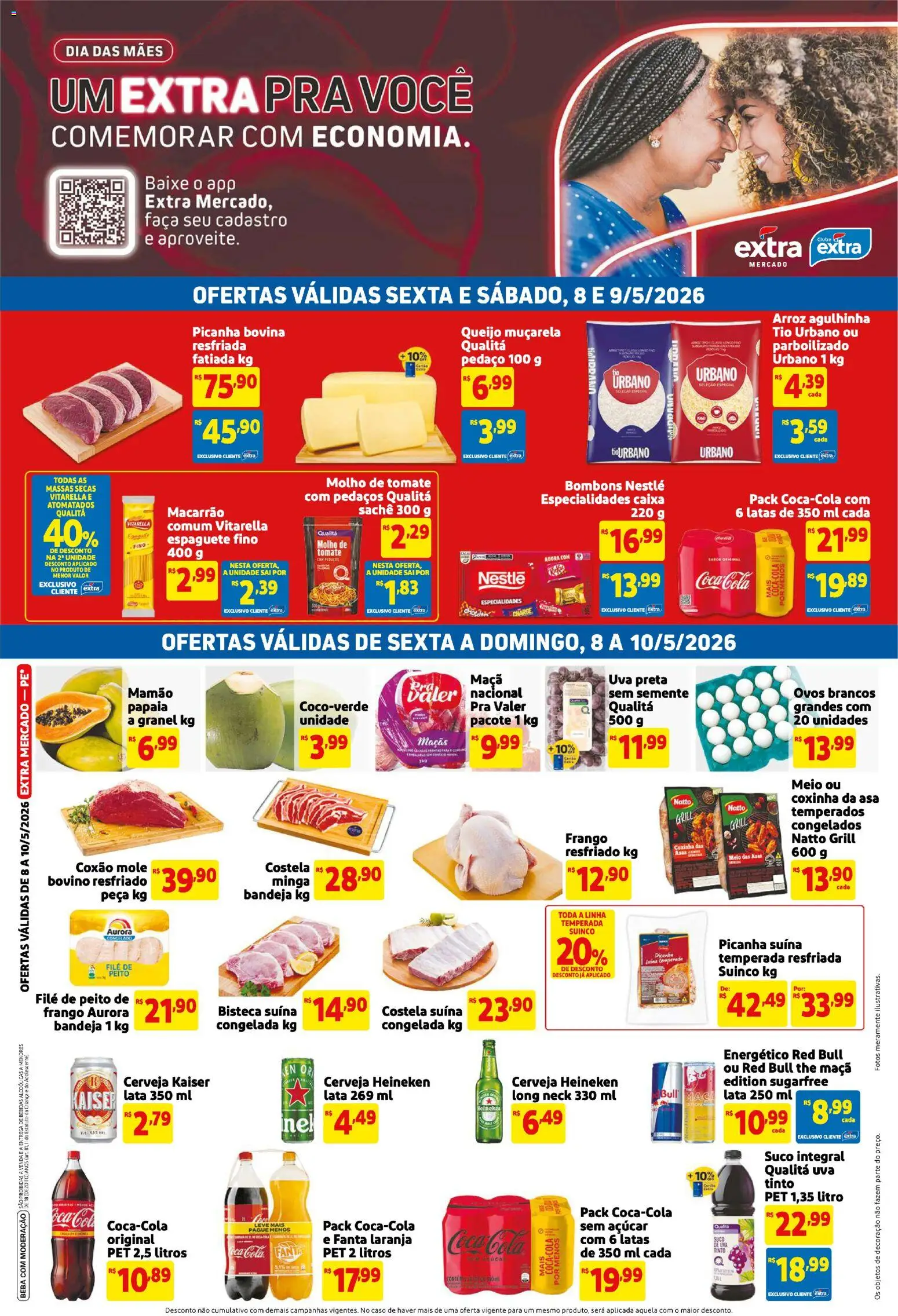 Pré-Visualização do folheto "Extra ofertas Fim de semana Mercado" da loja Extra válido a partir de 08/05/2026