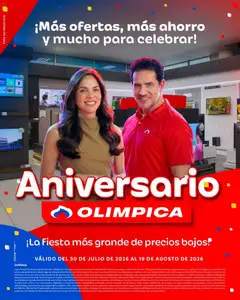  Vista previa del prospecto Olímpica Aniversario Ofertas textil y electro del almacen Olímpica válida del 30/07/2026 al 19/08/2026
