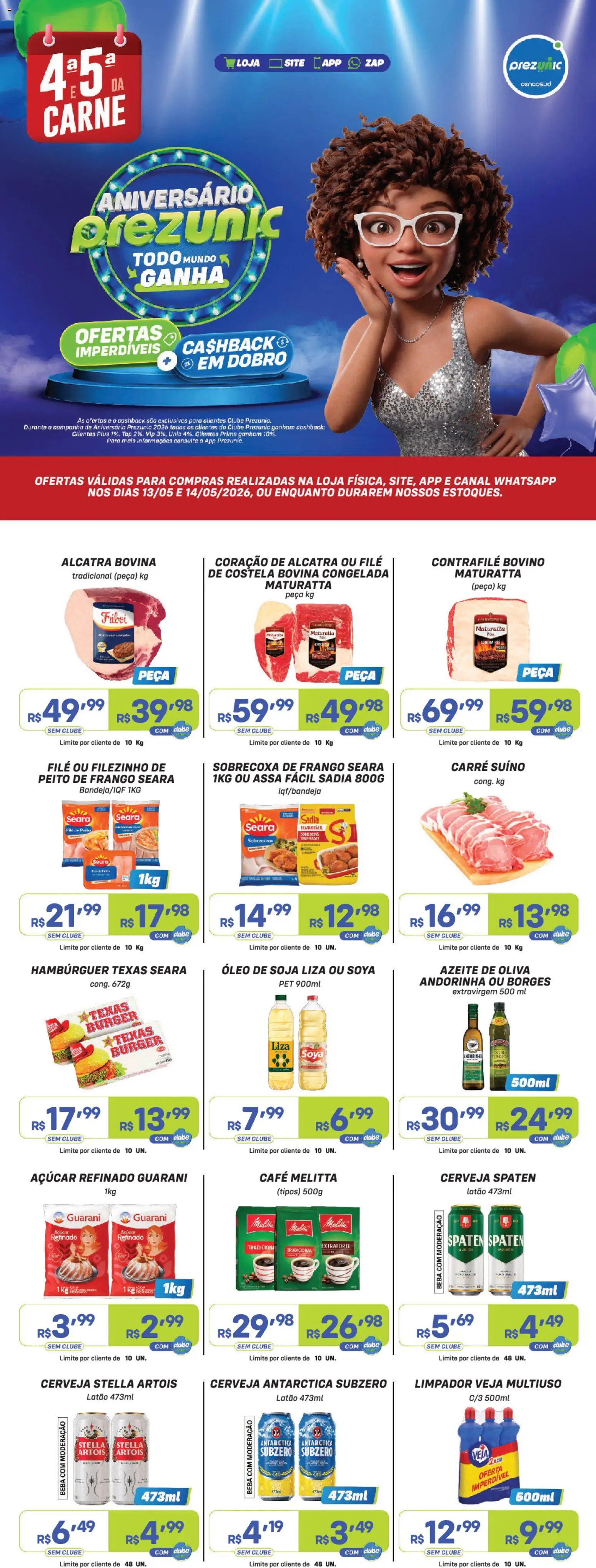 Pré-Visualização do folheto "4° E 5° Da Carne | De 13 A 14/05" da loja Prezunic válido a partir de 12/05/2026