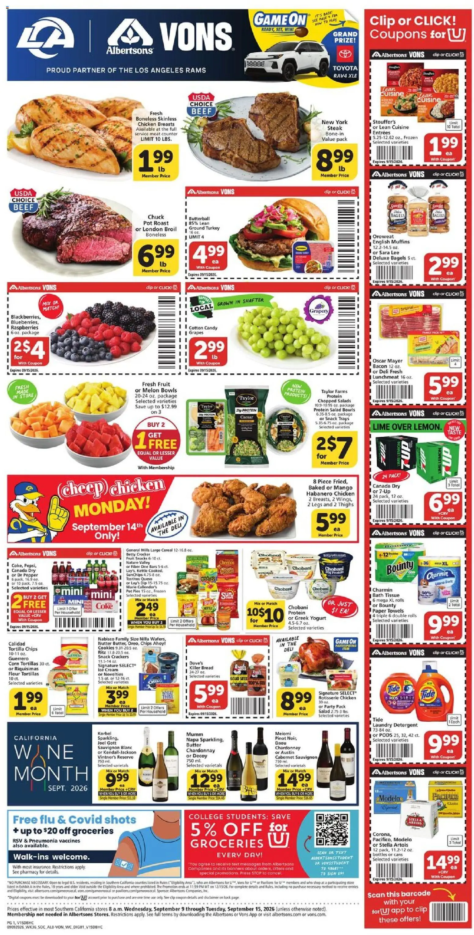 Ad Preview of Vons Vons Weekly Ad from 09/09/2026