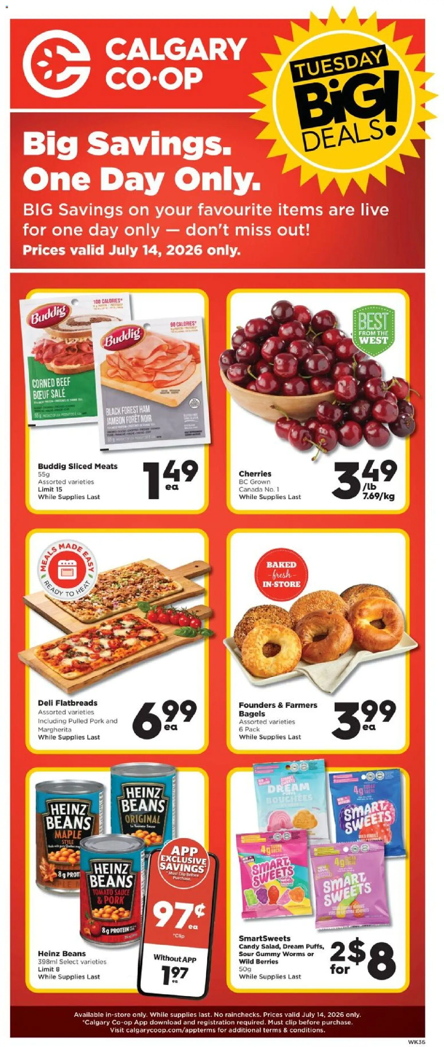 Preview of leaflet Calgary Co-op weekly flyer / circulaire from shop Calgary Co-op is valid from Jul 09, 2026 - Coffee, Dessert, Yogurt, Blueberries, Tomatoes, Beef, Grapes, Croquettes