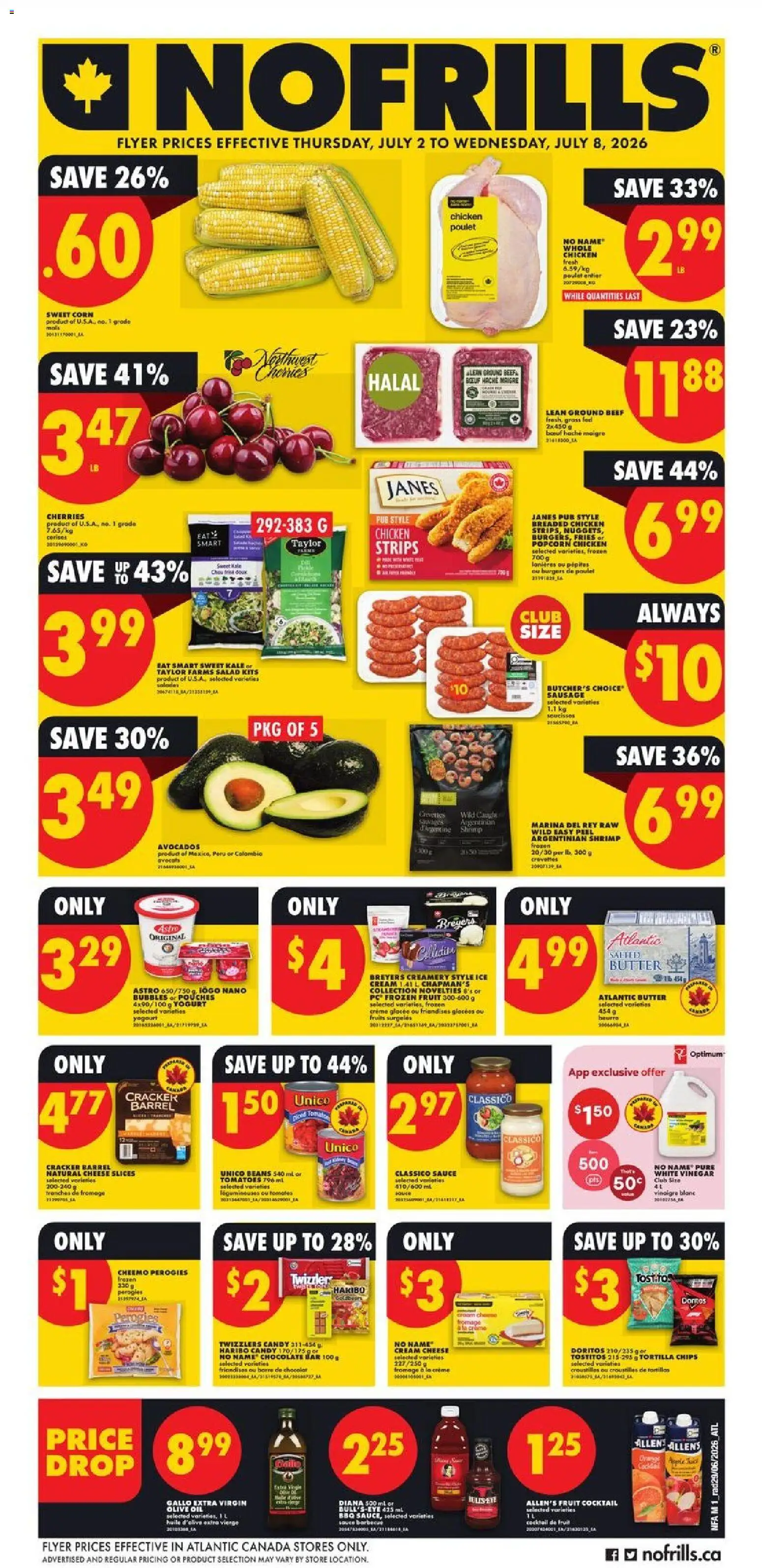 Preview of leaflet No Frills weekly flyer - NS from shop No Frills is valid from Jul 02, 2026 - Cocktail, Cheese, Chips, Butter, Tortillas, Beans, Ground beef, Frozen fruit